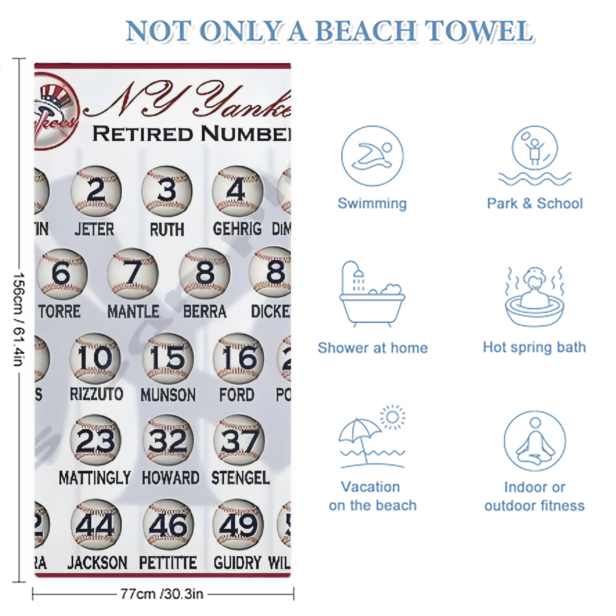 New York Yankees 201 Premium Microfiber Beach Towel – Soft, Large Size, Multi-Purpose For Beach, Picnic & Kids, Lightweight & Portable With Carry Bag, Easy Care