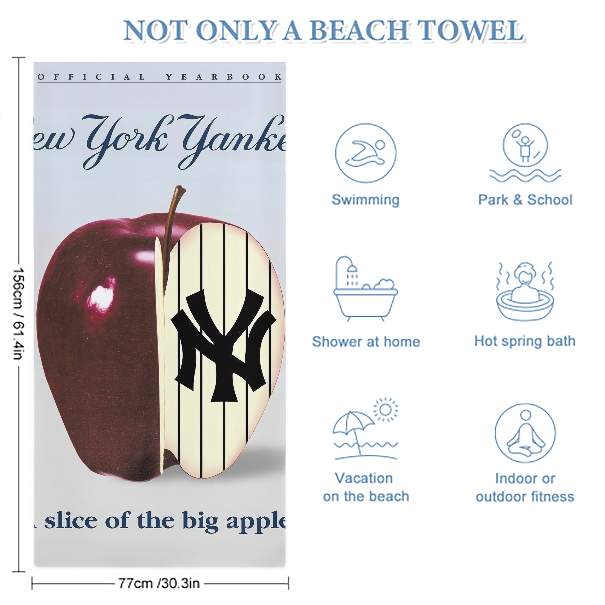 New York Yankees 202 Premium Microfiber Beach Towel – Soft, Large Size, Multi-Purpose For Beach, Picnic & Kids, Lightweight & Portable With Carry Bag, Easy Care