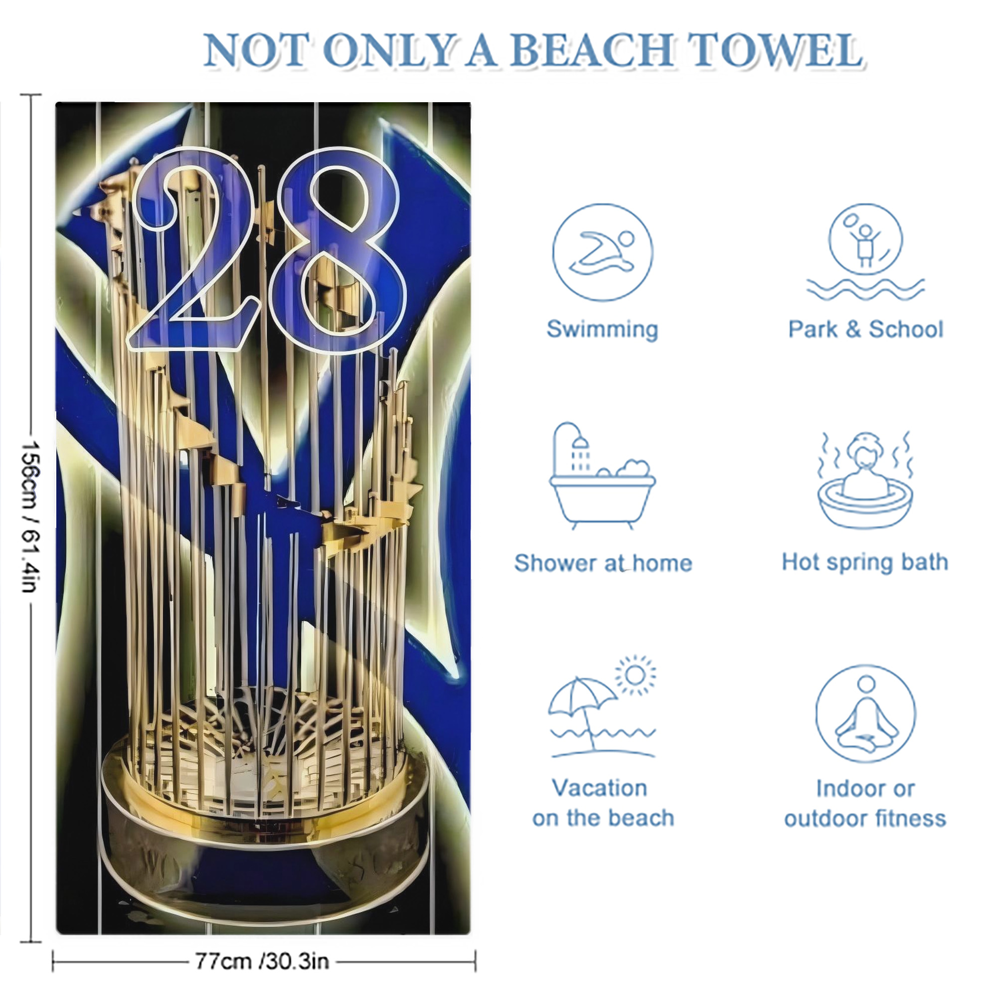 New York Yankees 212 Premium Microfiber Beach Towel – Soft, Large Size, Multi-Purpose For Beach, Picnic & Kids, Lightweight & Portable With Carry Bag, Easy Care