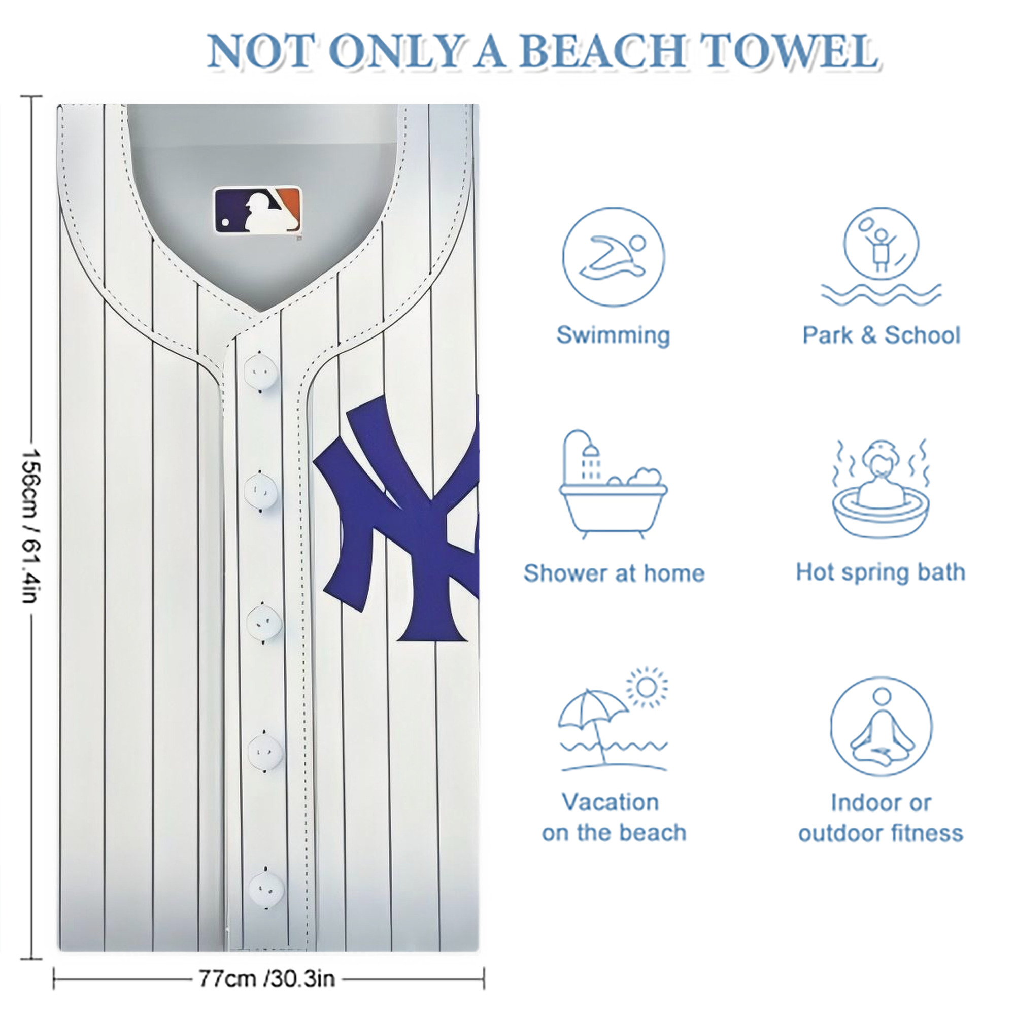 New York Yankees 213 Premium Microfiber Beach Towel – Soft, Large Size, Multi-Purpose For Beach, Picnic & Kids, Lightweight & Portable With Carry Bag, Easy Care