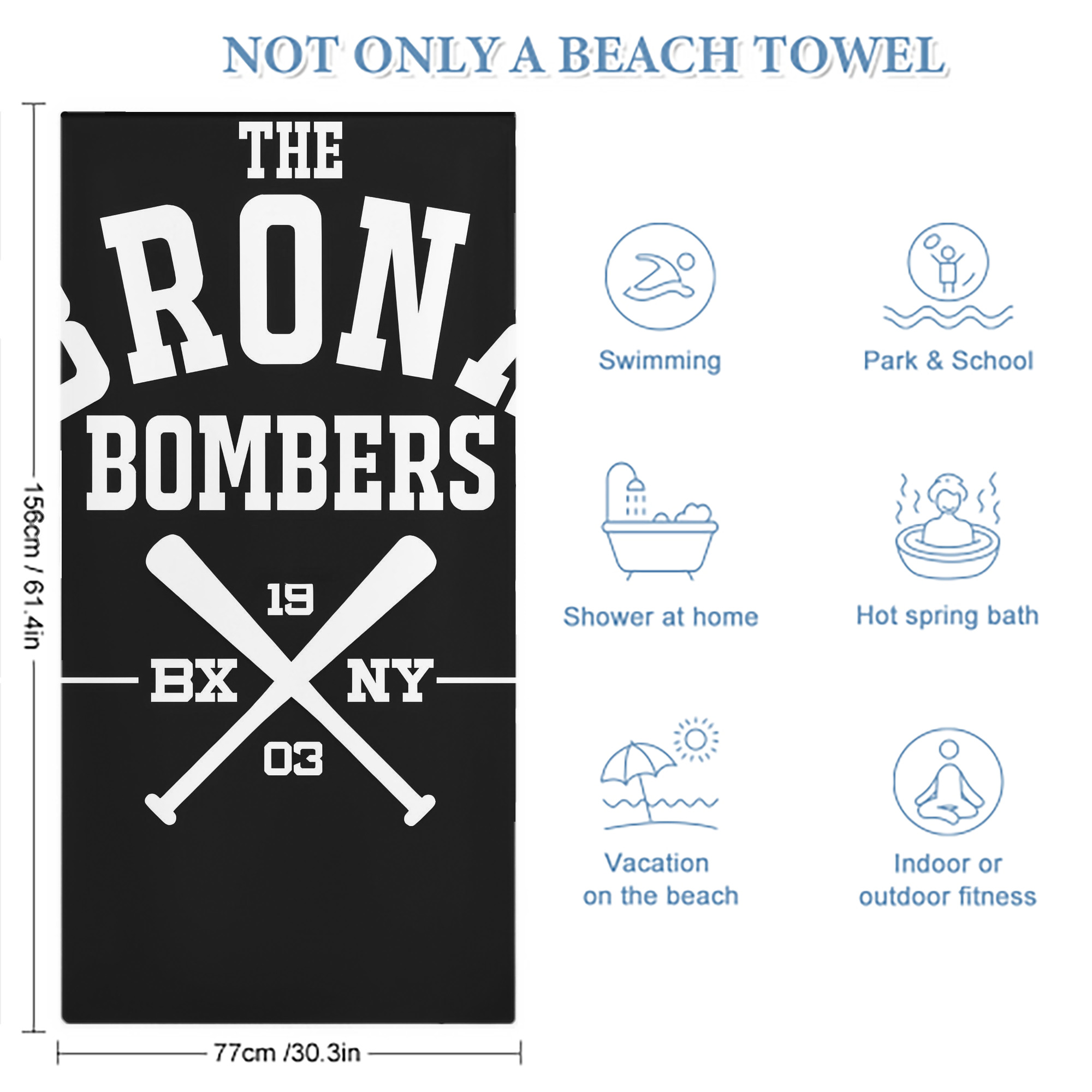 New York Yankees 163 Premium Microfiber Beach Towel – Soft, Large Size, Multi-Purpose For Beach, Picnic & Kids, Lightweight & Portable With Carry Bag, Easy Care