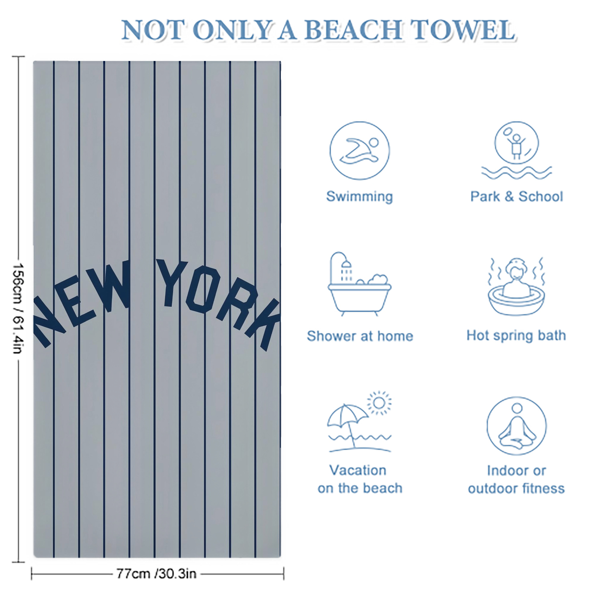 New York Yankees 159 Premium Microfiber Beach Towel – Soft, Large Size, Multi-Purpose For Beach, Picnic & Kids, Lightweight & Portable With Carry Bag, Easy Care