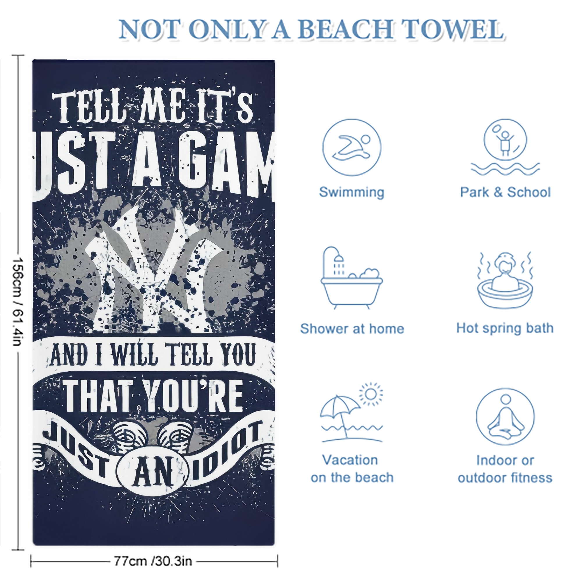 New York Yankees 322 Premium Microfiber Beach Towel – Soft, Large Size, Multi-Purpose For Beach, Picnic & Kids, Lightweight & Portable With Carry Bag, Easy Care