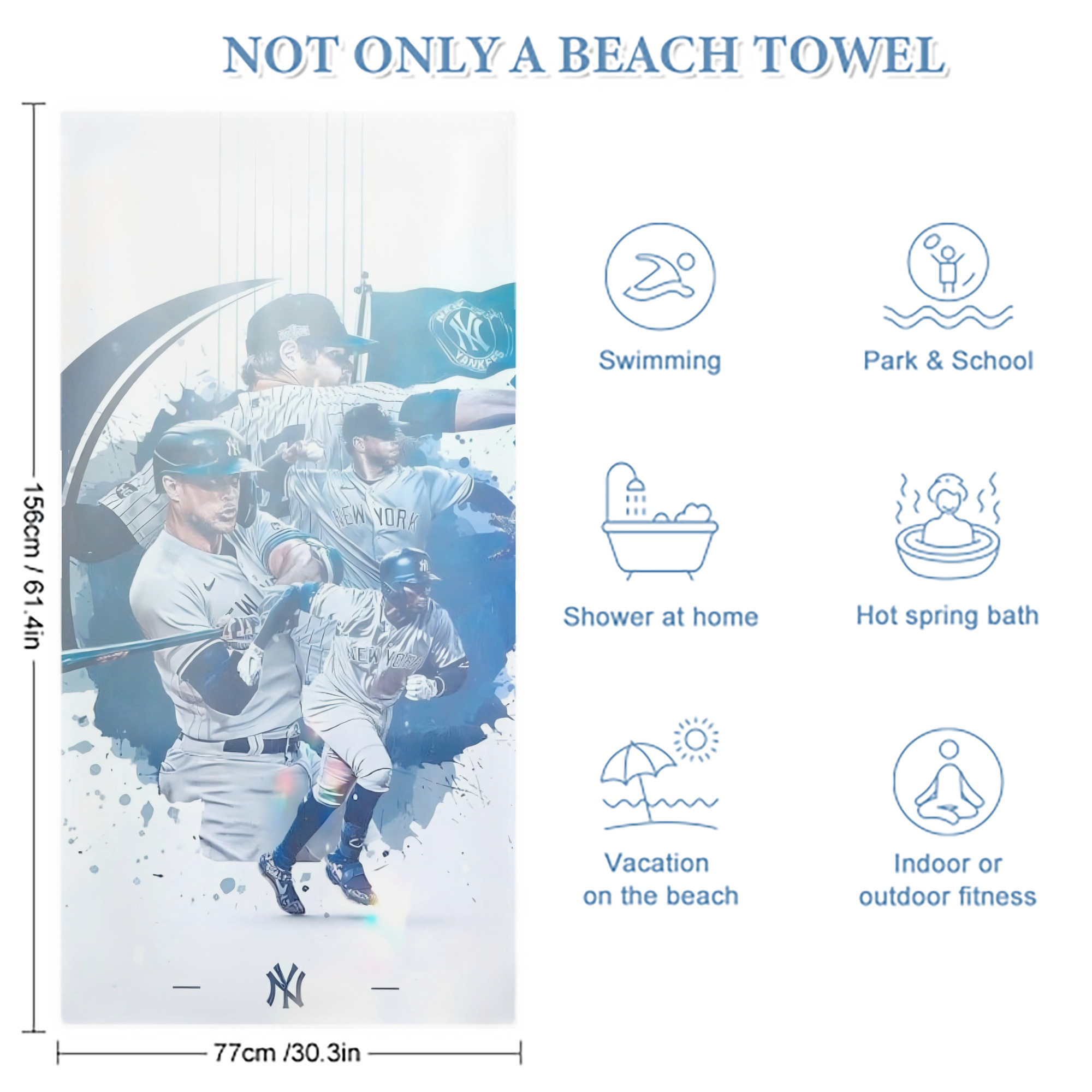 New York Yankees 329 Premium Microfiber Beach Towel – Soft, Large Size, Multi-Purpose For Beach, Picnic & Kids, Lightweight & Portable With Carry Bag, Easy Care