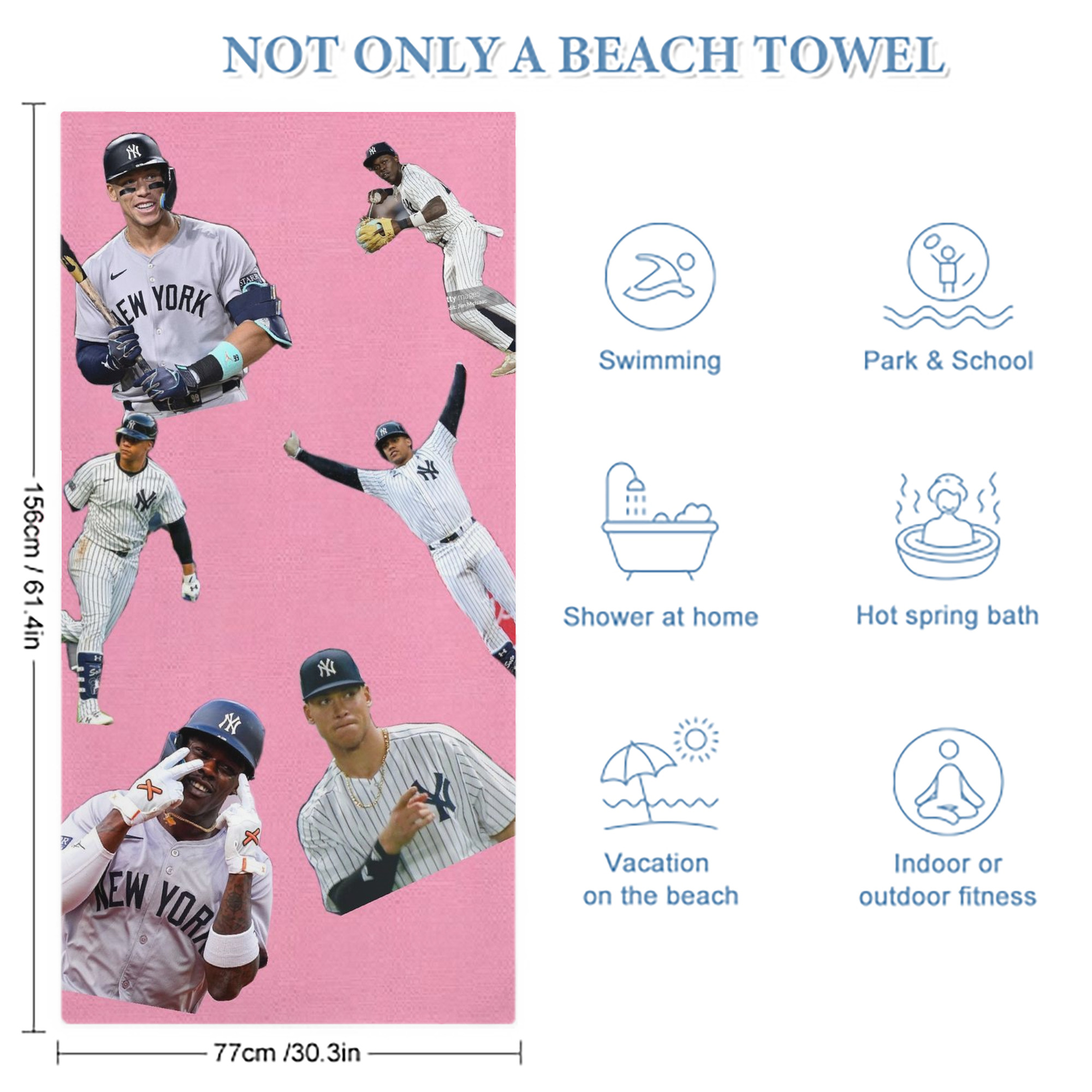 New York Yankees 323 Premium Microfiber Beach Towel – Soft, Large Size, Multi-Purpose For Beach, Picnic & Kids, Lightweight & Portable With Carry Bag, Easy Care