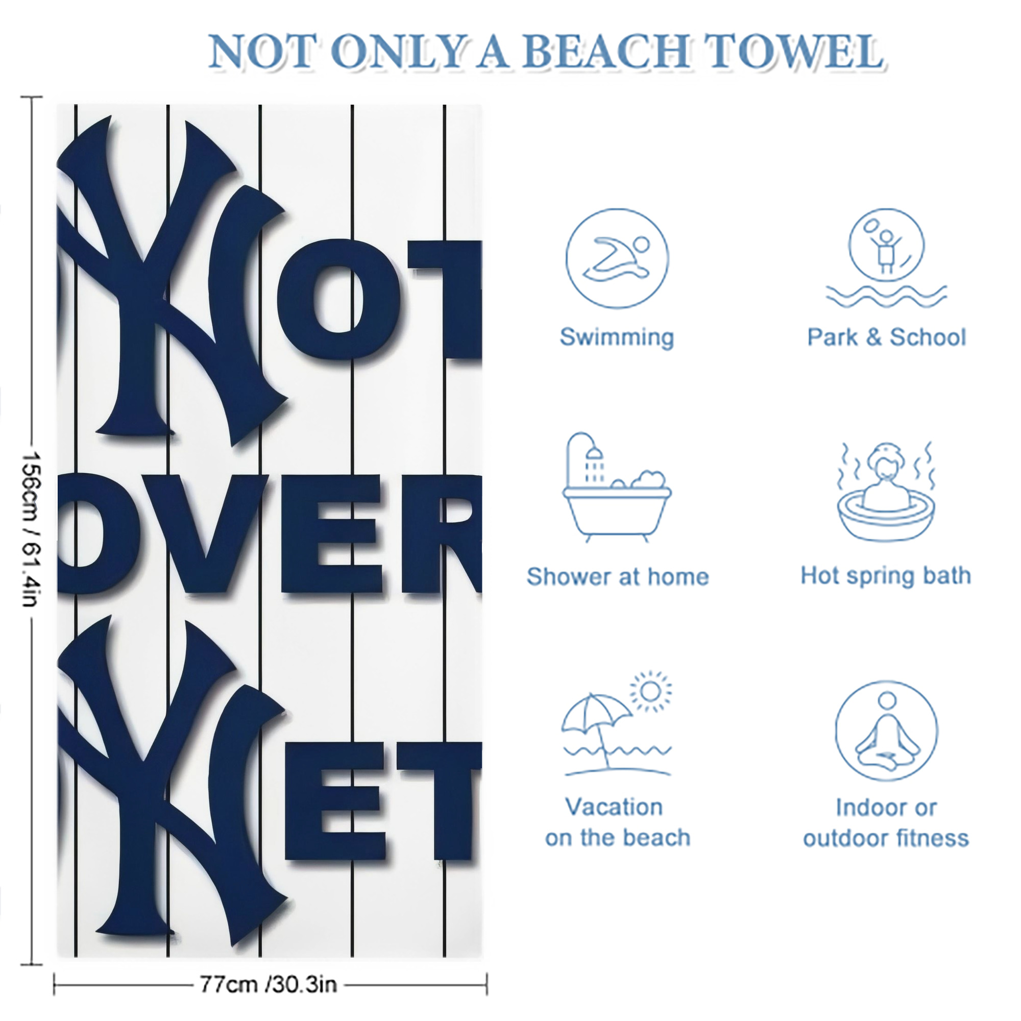 New York Yankees Not over Net Premium Microfiber Beach Towel – Soft, Large Size, Multi-Purpose For Beach, Picnic & Kids, Lightweight & Portable With Carry Bag, Easy Care