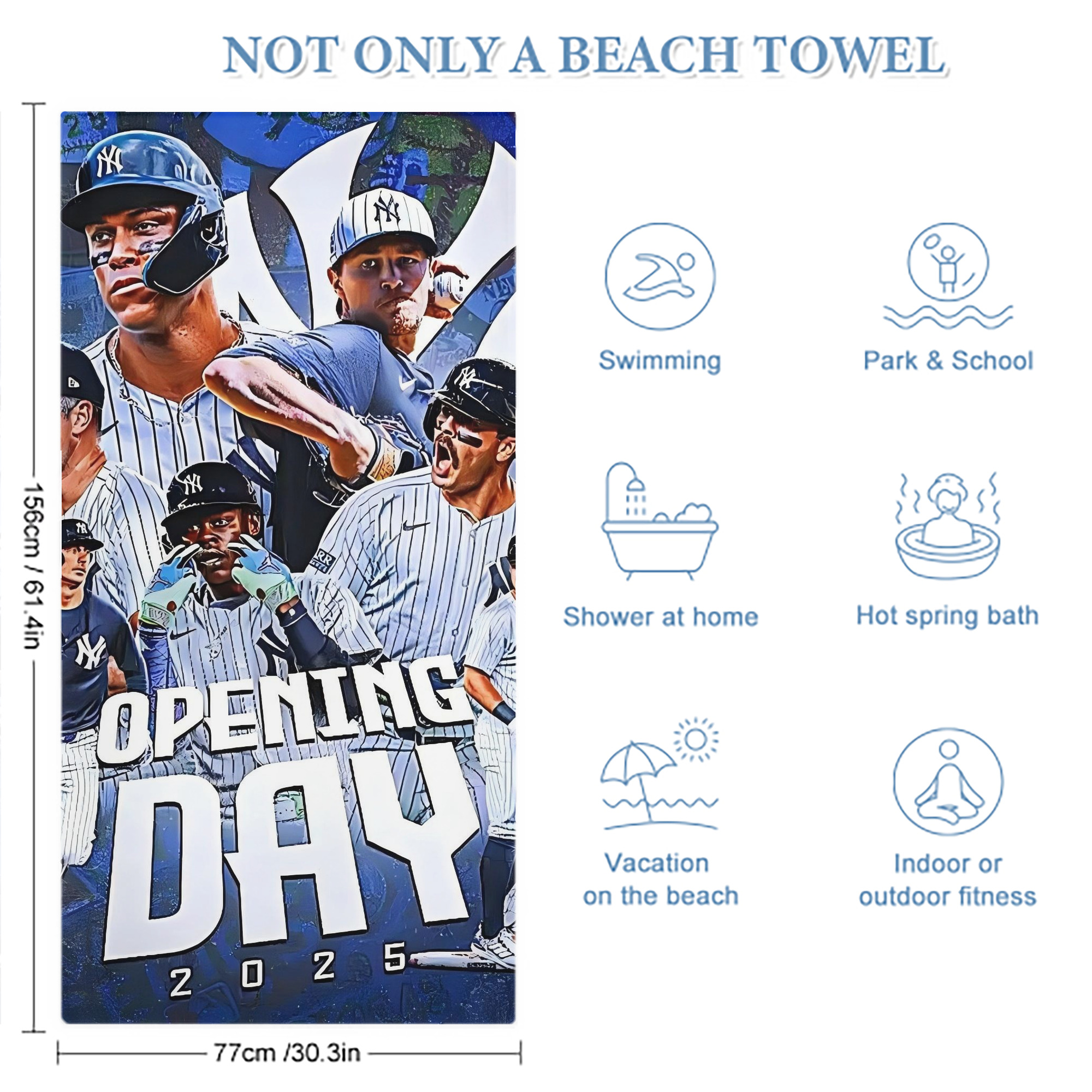 New York Yankees 215 Premium Microfiber Beach Towel – Soft, Large Size, Multi-Purpose For Beach, Picnic & Kids, Lightweight & Portable With Carry Bag, Easy Care
