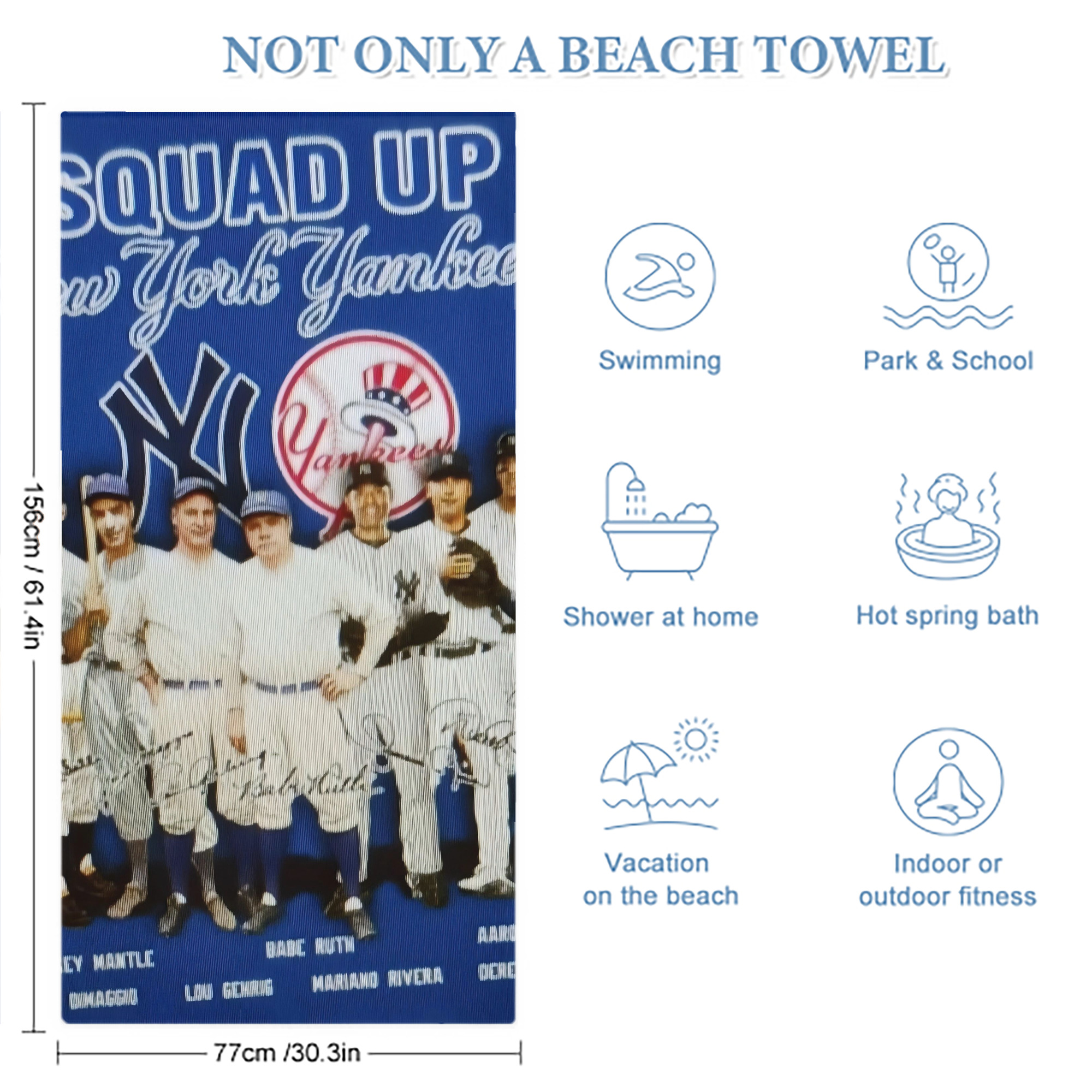 New York Yankees 312 Premium Microfiber Beach Towel – Soft, Large Size, Multi-Purpose For Beach, Picnic & Kids, Lightweight & Portable With Carry Bag, Easy Care