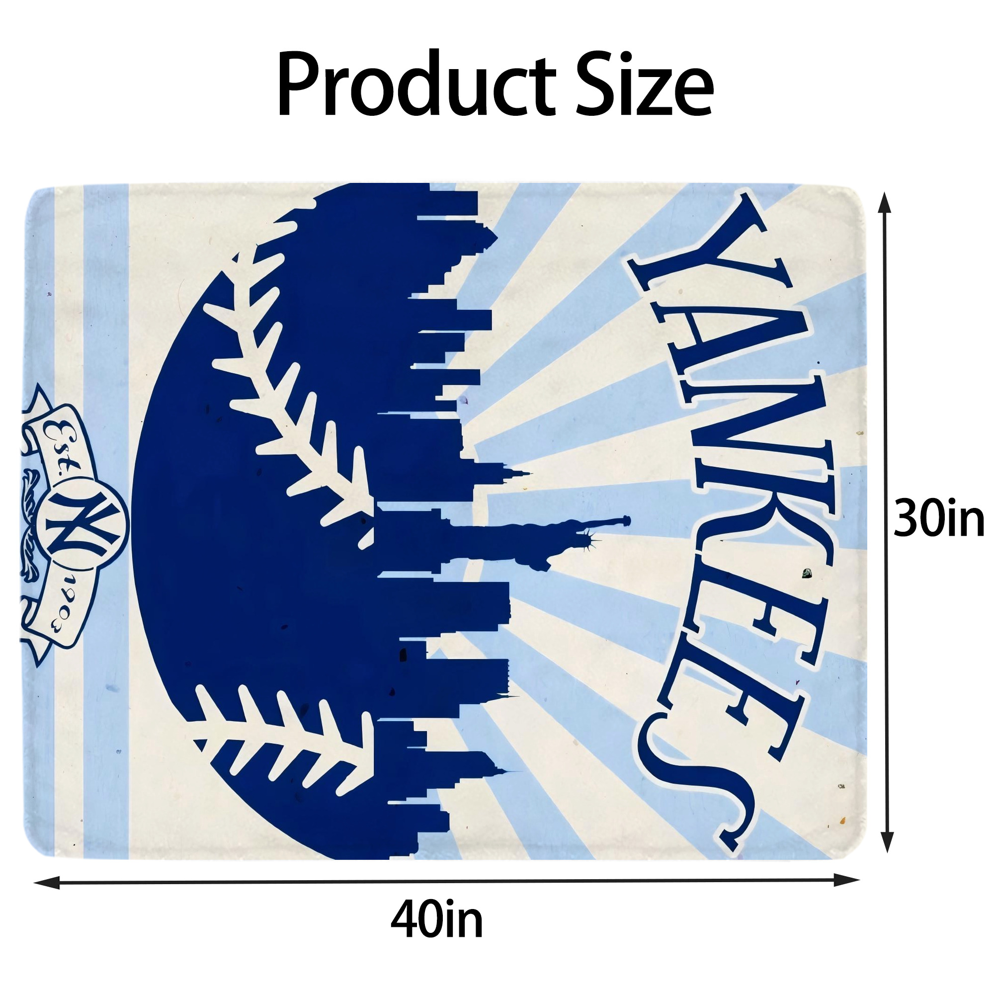 New York Yankees 143 Soft Plush Fleece Blanket 30x40 Inch - 300GSM Flannel, Ultra Soft & Warm, Lightweight & Durable, Perfect For Kids, Adults, Couch, Bed, Camping, Travel, Gift For Family & Friends