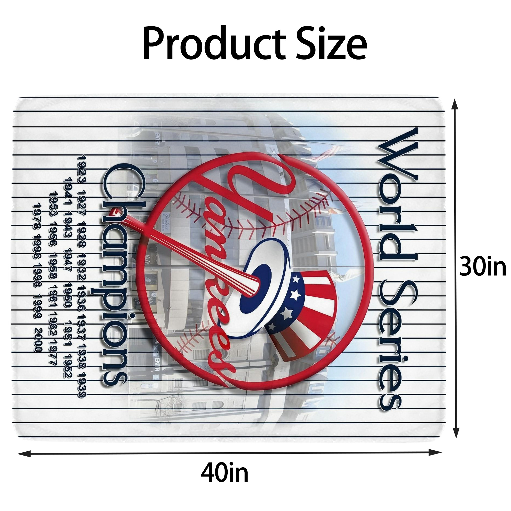 New York Yankees 184 Soft Plush Fleece Blanket 30x40 Inch - 300GSM Flannel, Ultra Soft & Warm, Lightweight & Durable, Perfect For Kids, Adults, Couch, Bed, Camping, Travel, Gift For Family & Friends