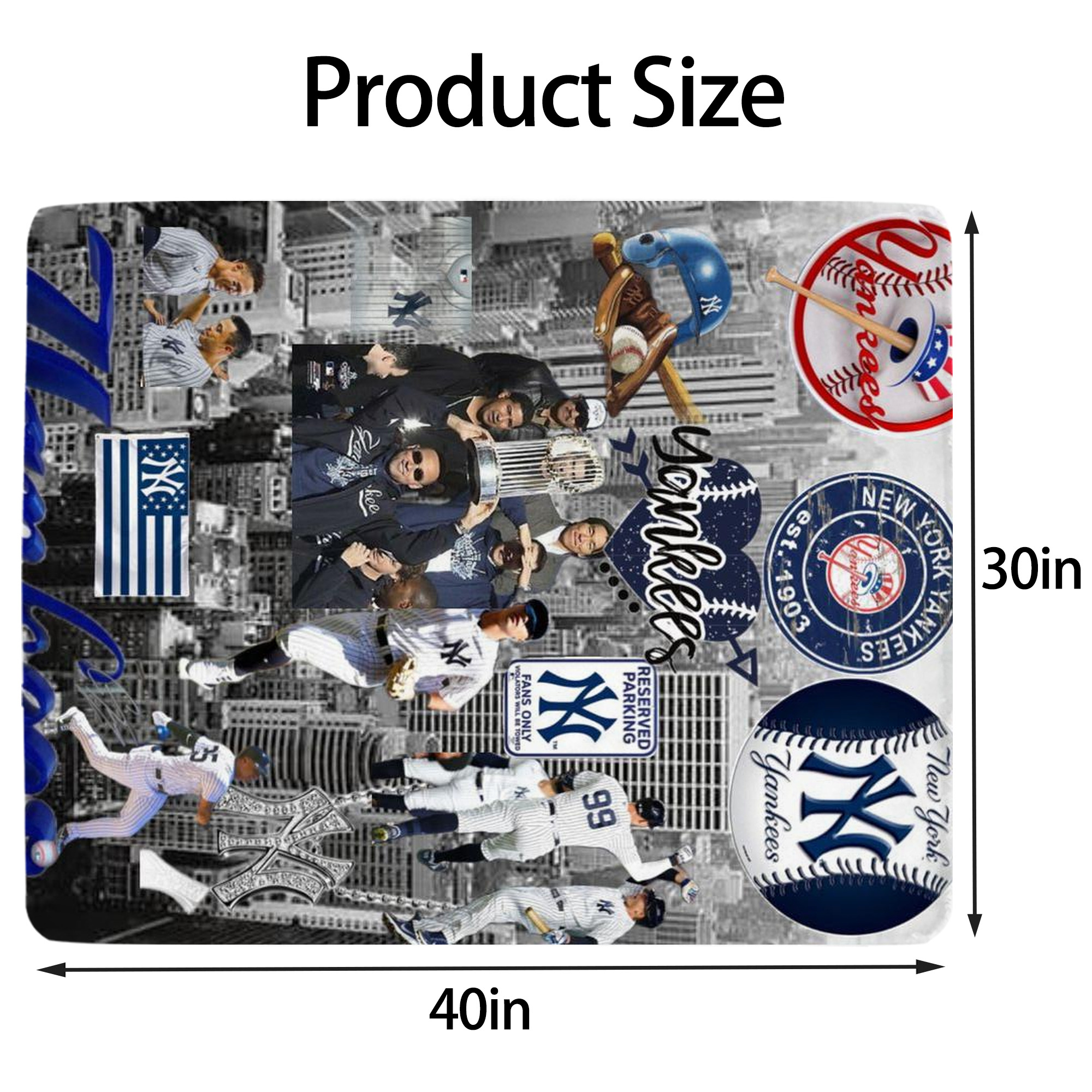 New York Yankees 199 Soft Plush Fleece Blanket 30x40 Inch - 300GSM Flannel, Ultra Soft & Warm, Lightweight & Durable, Perfect For Kids, Adults, Couch, Bed, Camping, Travel, Gift For Family & Friends