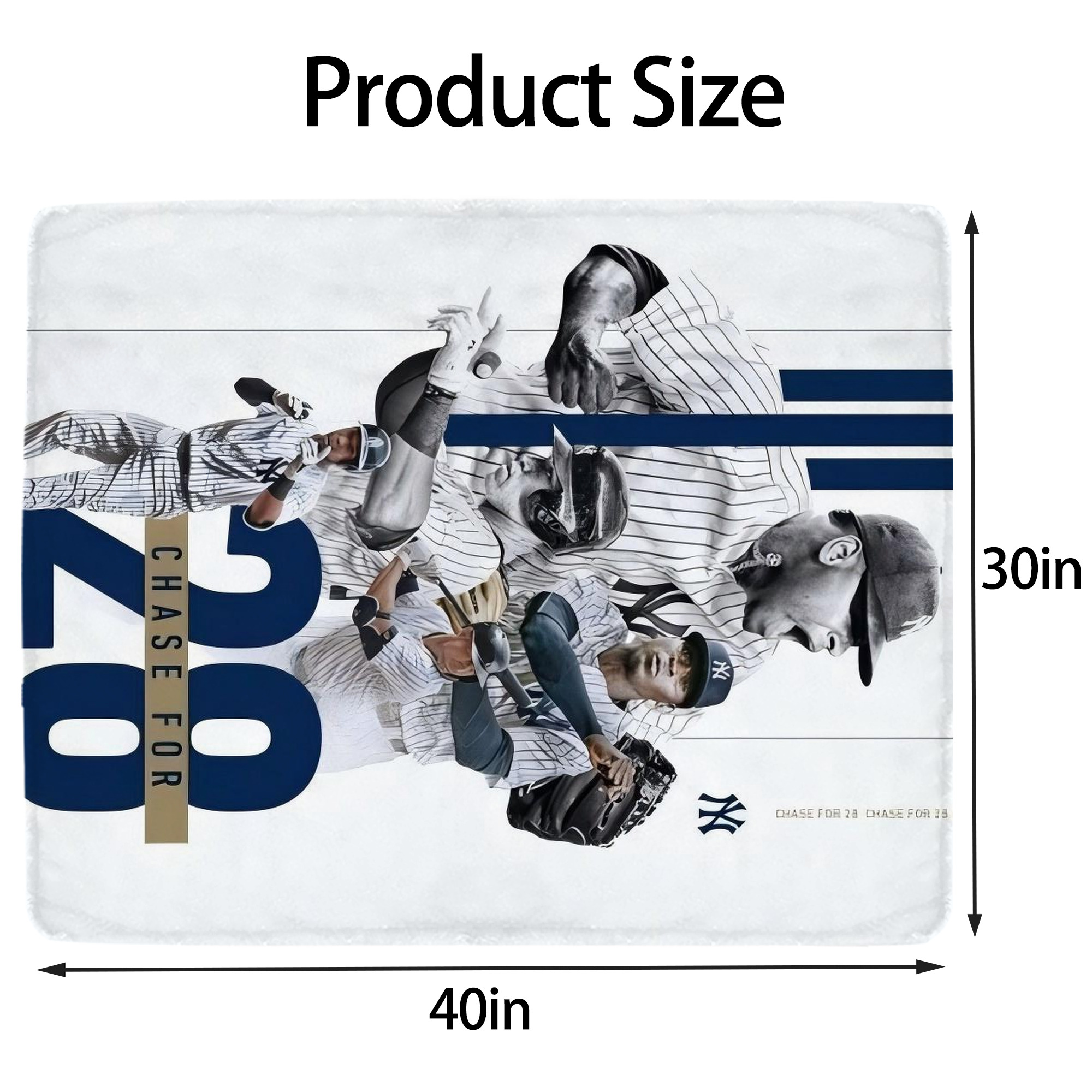 New York Yankees Chase For 28 Soft Plush Fleece Blanket 30x40 Inch - 300GSM Flannel, Ultra Soft & Warm, Lightweight & Durable, Perfect For Kids, Adults, Couch, Bed, Camping, Travel, Gift For Family & Friends