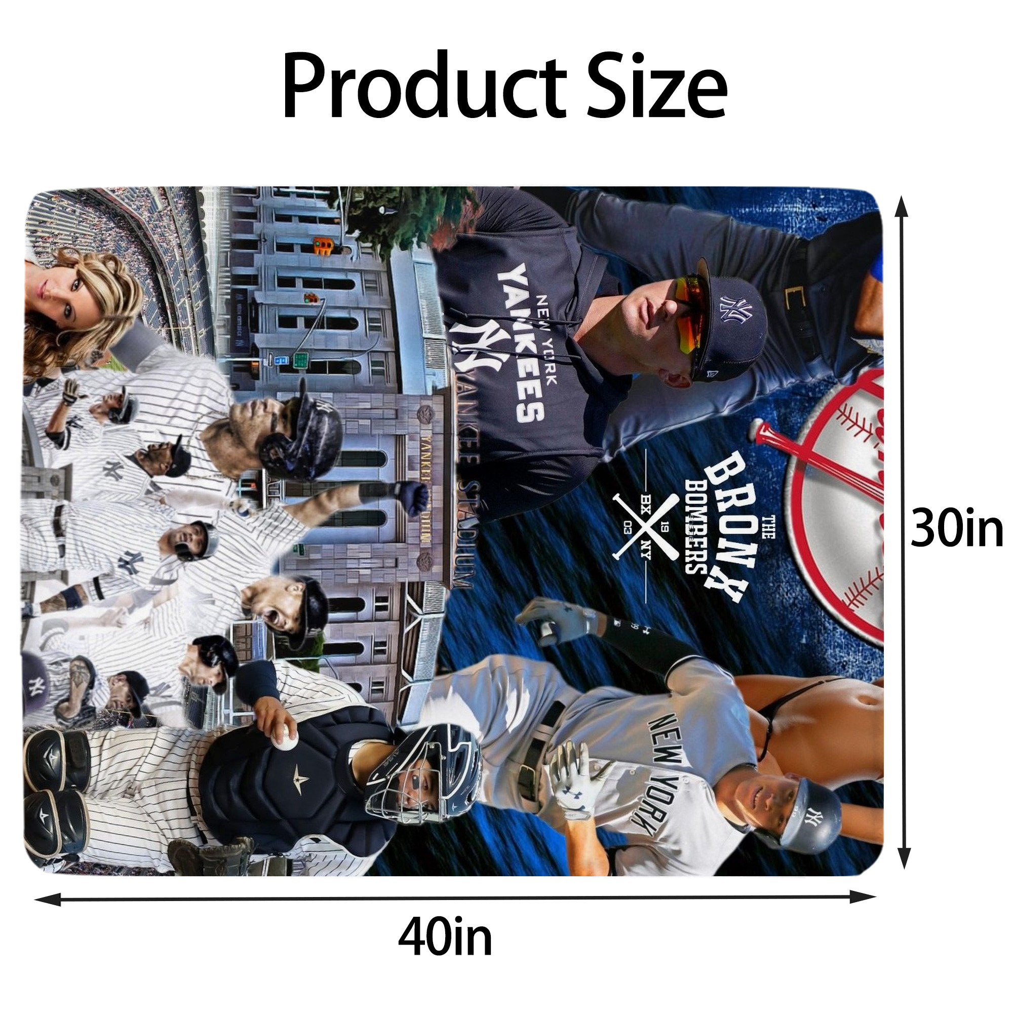 New York Yankees 336 Soft Plush Fleece Blanket 30x40 Inch - 300GSM Flannel, Ultra Soft & Warm, Lightweight & Durable, Perfect For Kids, Adults, Couch, Bed, Camping, Travel, Gift For Family & Friends