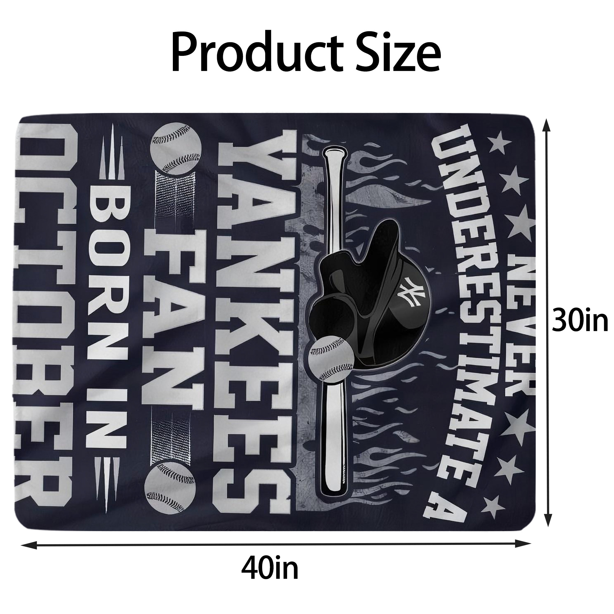 New York Yankees 349 Soft Plush Fleece Blanket 30x40 Inch - 300GSM Flannel, Ultra Soft & Warm, Lightweight & Durable, Perfect For Kids, Adults, Couch, Bed, Camping, Travel, Gift For Family & Friends