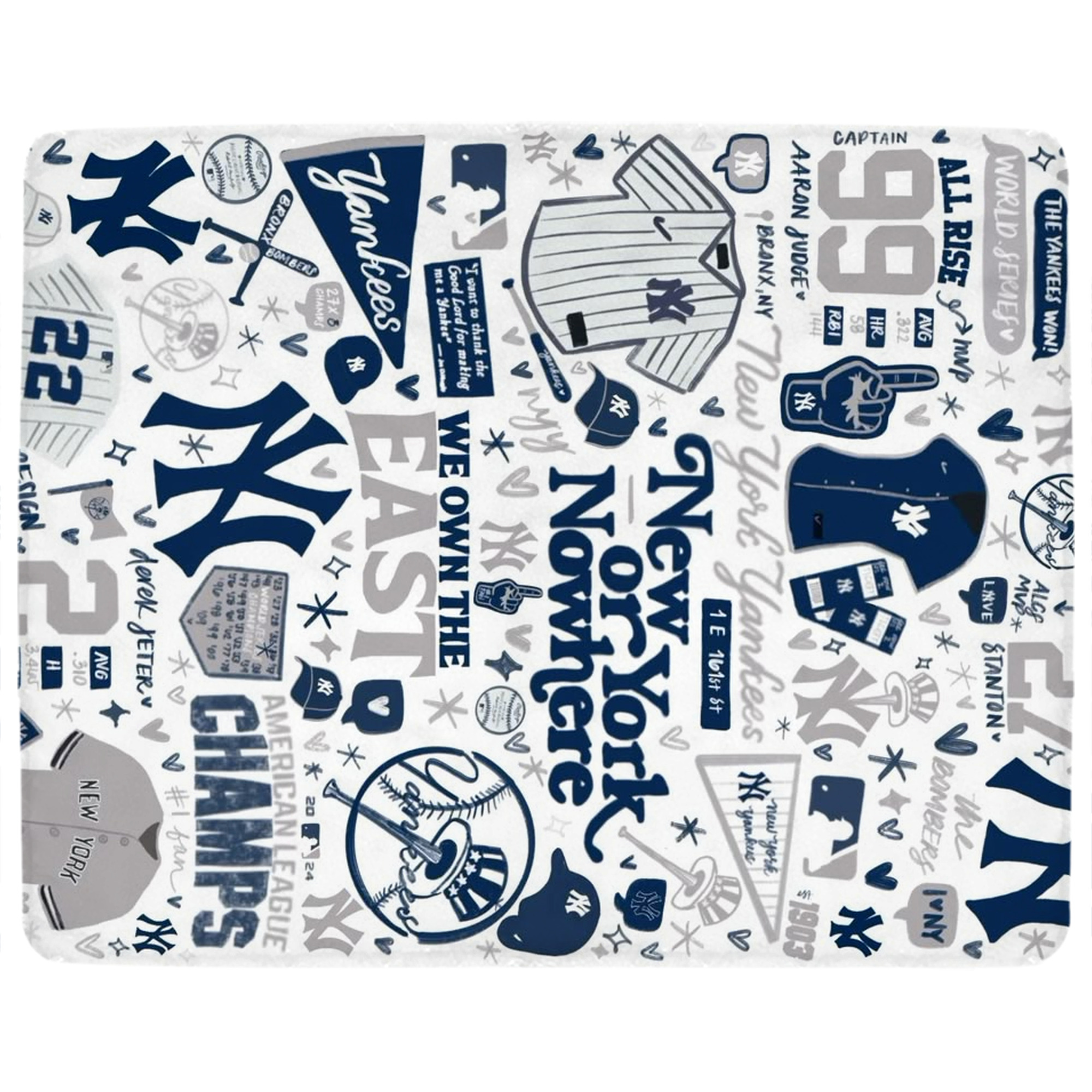 New York Yankees 113 Soft Plush Fleece Blanket 30x40 Inch - 300GSM Flannel, Ultra Soft & Warm, Lightweight & Durable, Perfect For Kids, Adults, Couch, Bed, Camping, Travel, Gift For Family & Friends