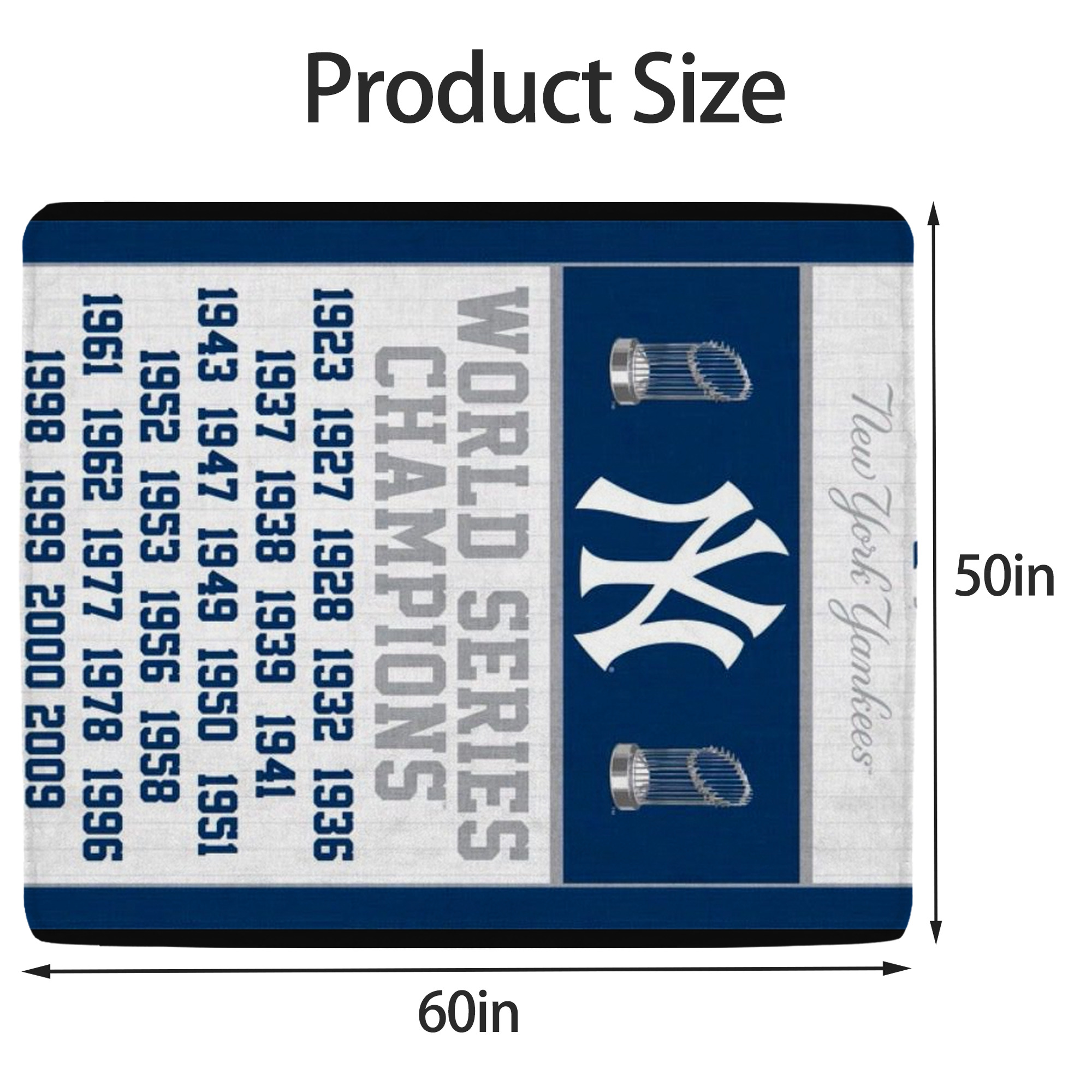 New York Yankees WS Champions Years Soft Fleece Throw Blanket 50 X 60 Inch – Super Soft, Lightweight, And Durable – Perfect For Sofa, Bed, Camping, And More – Ideal Gift For Family And Friends
