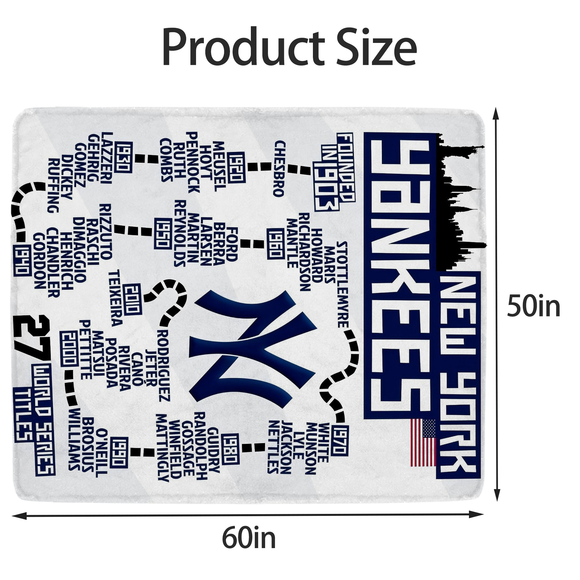 New York Yankees 155 Soft Fleece Throw Blanket 50 X 60 Inch – Super Soft, Lightweight, And Durable – Perfect For Sofa, Bed, Camping, And More – Ideal Gift For Family And Friends