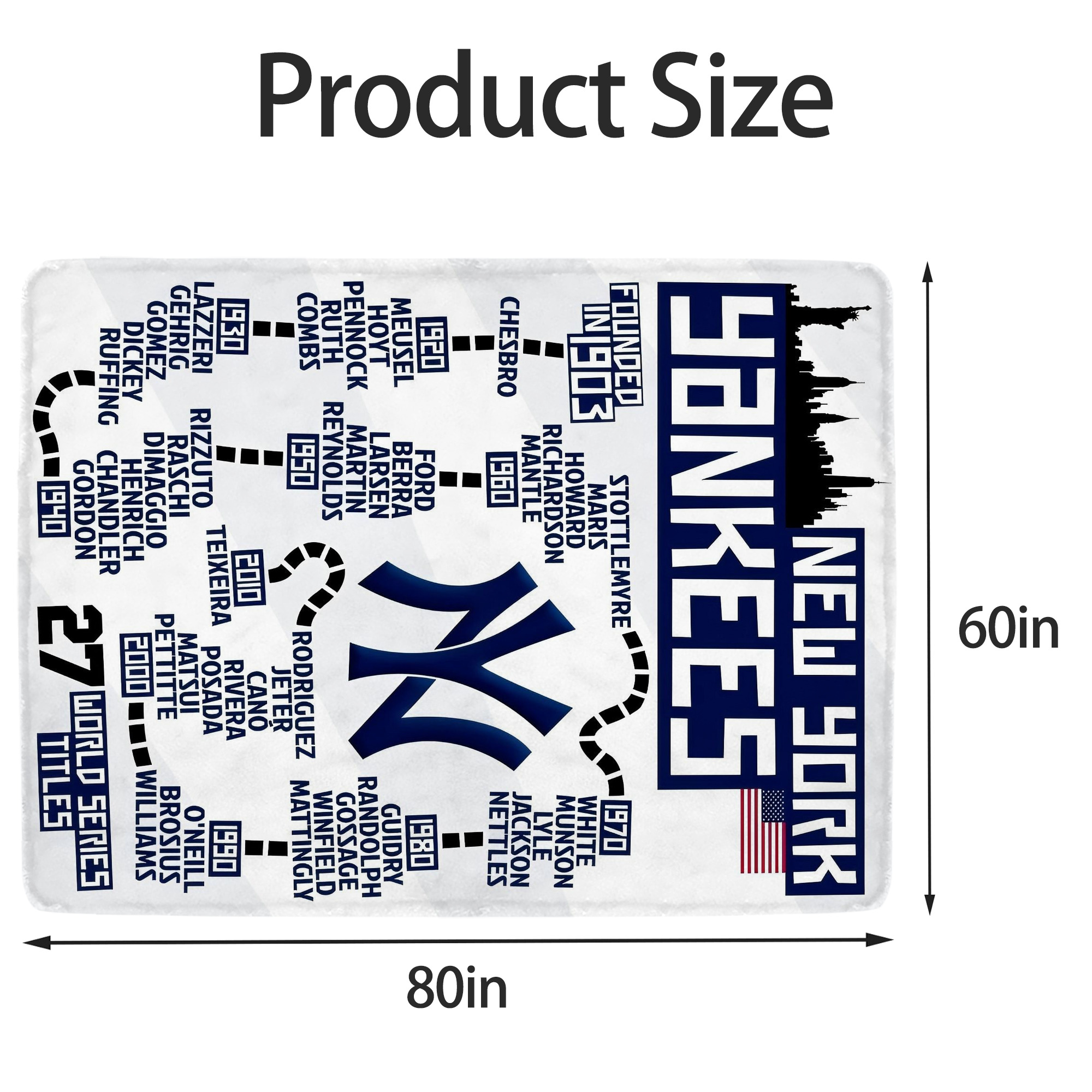 New York Yankees 155 Soft Fleece Throw Blanket 60 X 80 Inch – Super Soft, Lightweight, And Durable – Perfect For Sofa, Bed, Camping, And More – Ideal Gift For Family And Friends