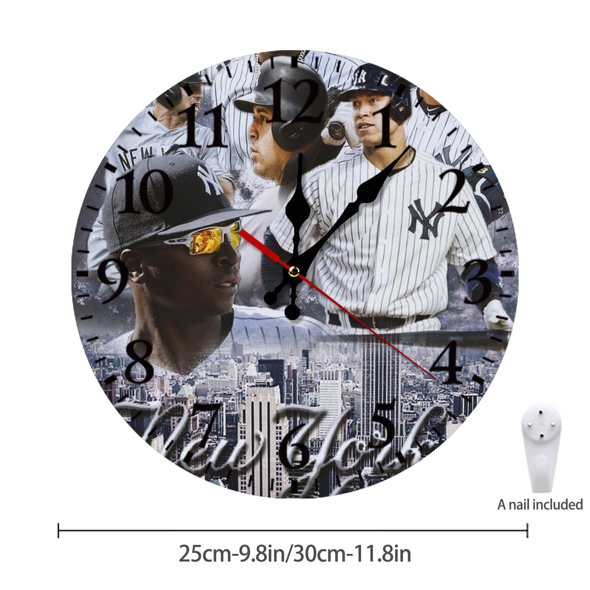 New York Yankees 101 Silent Round Wall Clock – Modern & Stylish DIY Design, Durable Wood Construction, Easy To Install – Perfect For Office, Bedroom, Living Room, And More