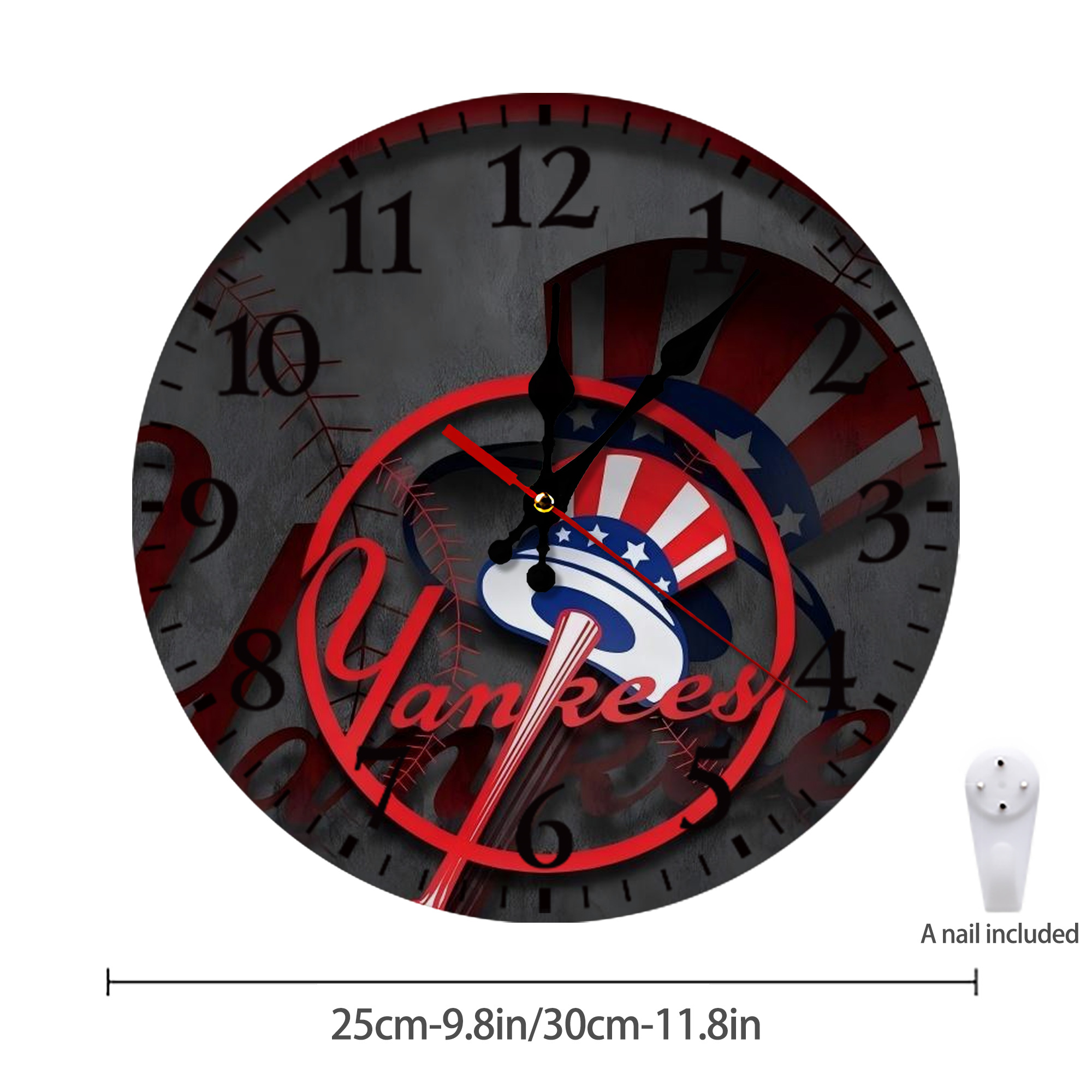 New York Yankees 97 Silent Round Wall Clock – Modern & Stylish DIY Design, Durable Wood Construction, Easy To Install – Perfect For Office, Bedroom, Living Room, And More