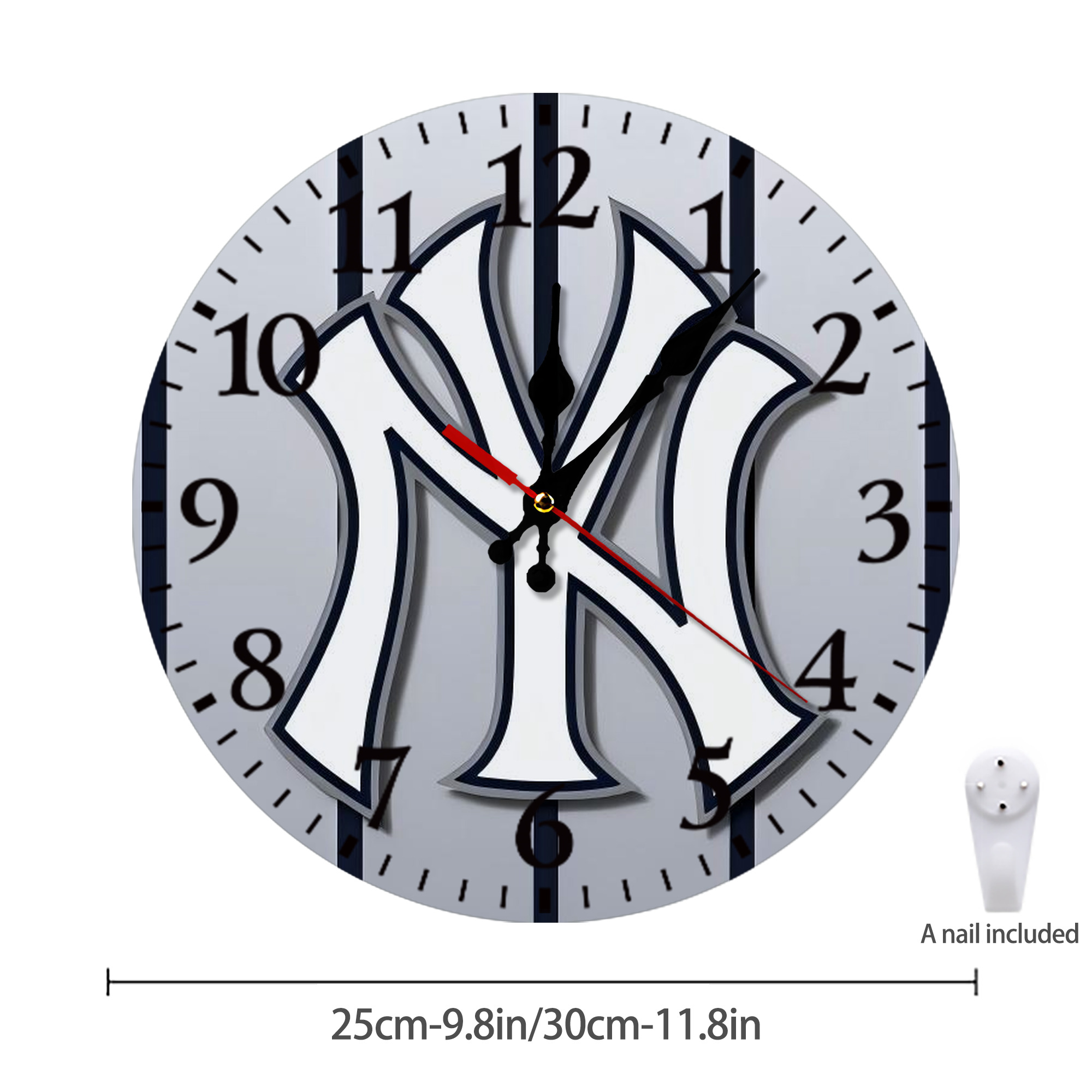 New York Yankees 118 Silent Round Wall Clock – Modern & Stylish DIY Design, Durable Wood Construction, Easy To Install – Perfect For Office, Bedroom, Living Room, And More