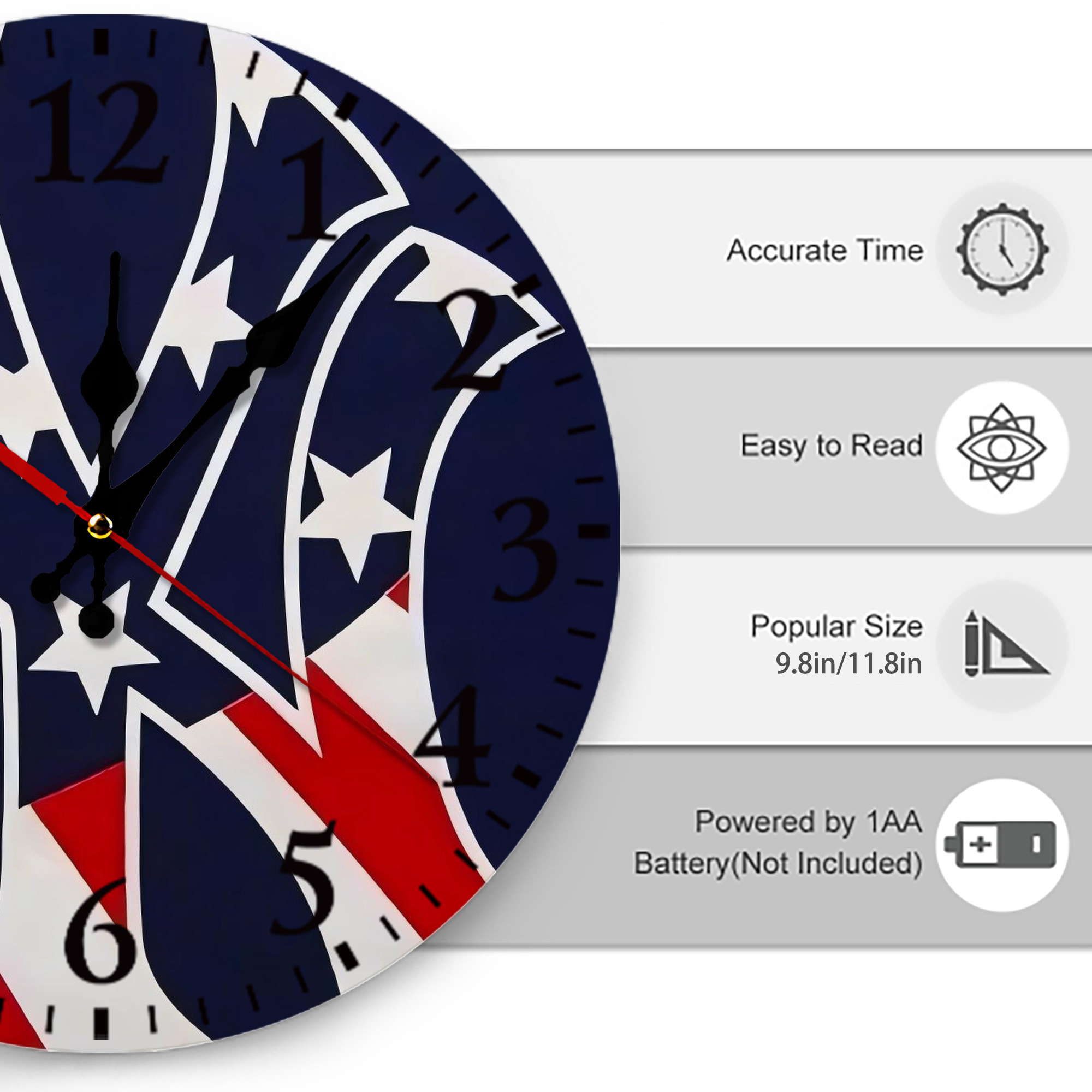 New York Yankees Logo USA Silent Round Wall Clock – Modern & Stylish DIY Design, Durable Wood Construction, Easy To Install – Perfect For Office, Bedroom, Living Room, And More