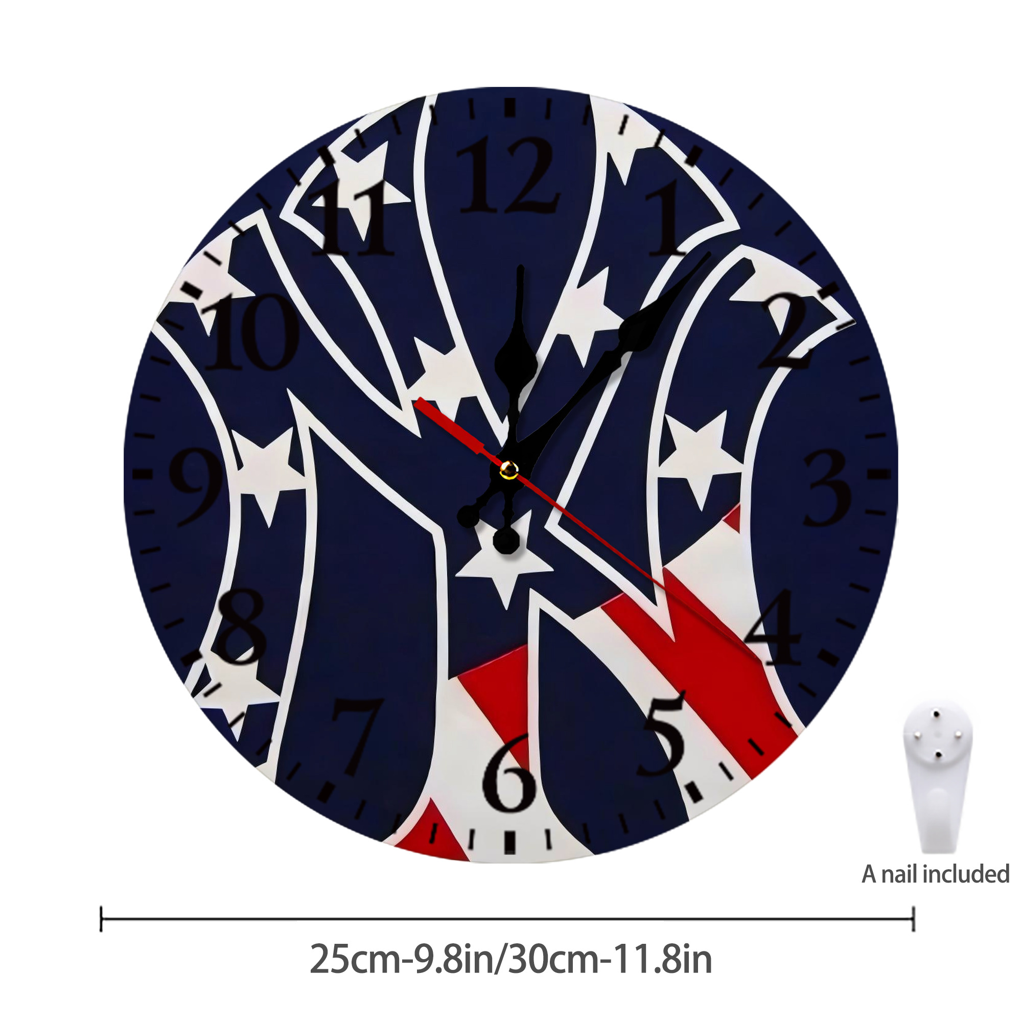 New York Yankees Logo USA Silent Round Wall Clock – Modern & Stylish DIY Design, Durable Wood Construction, Easy To Install – Perfect For Office, Bedroom, Living Room, And More