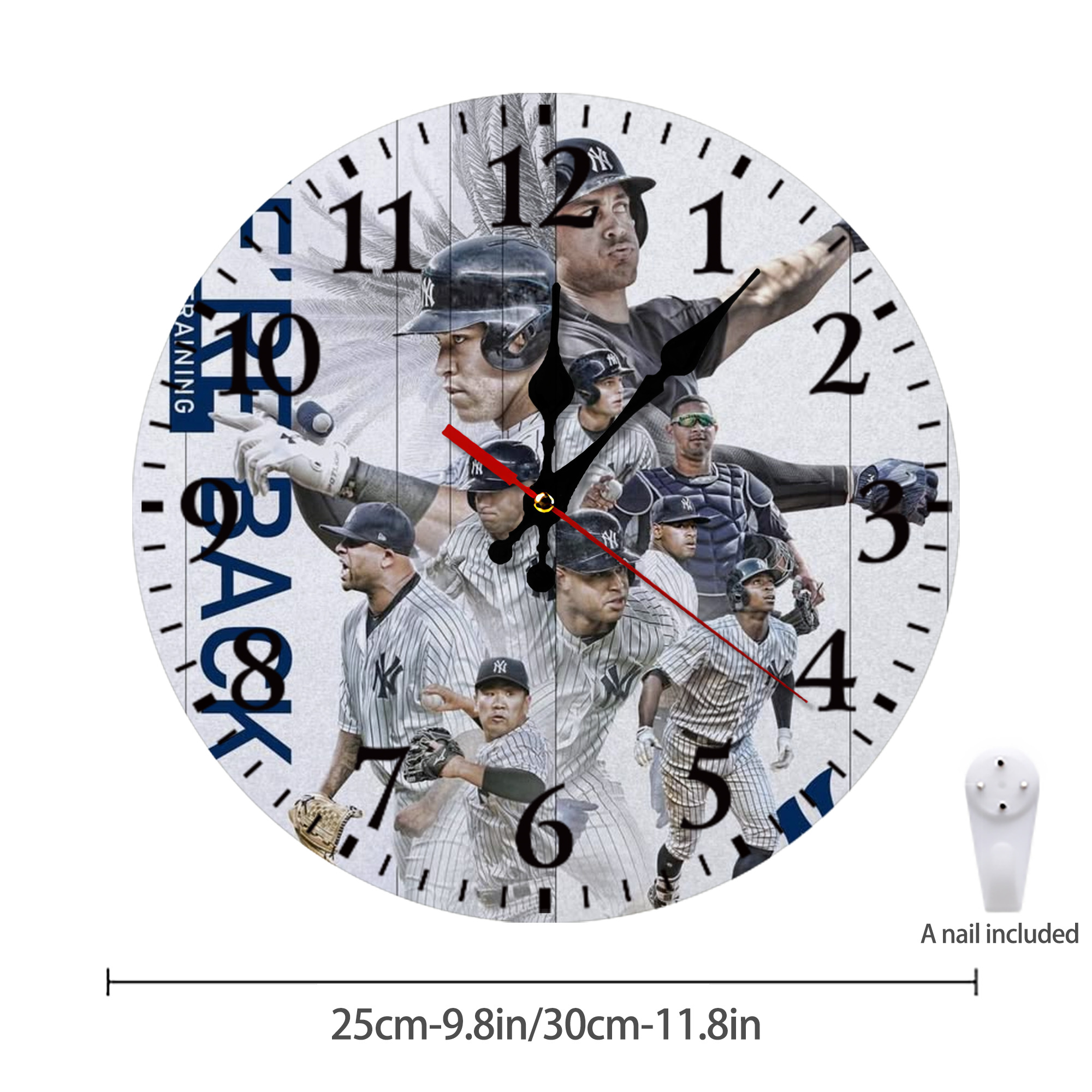 New York Yankees 109 Silent Round Wall Clock – Modern & Stylish DIY Design, Durable Wood Construction, Easy To Install – Perfect For Office, Bedroom, Living Room, And More