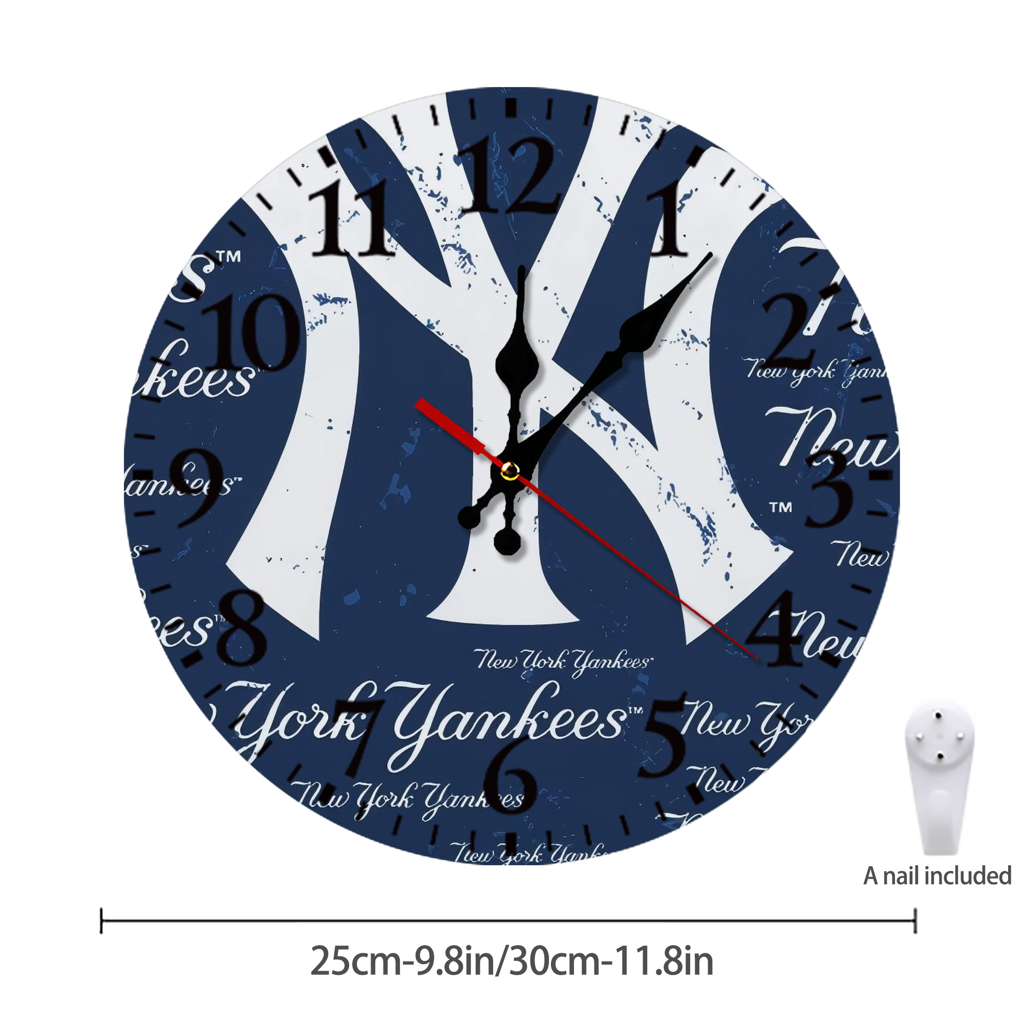 New York Yankees 117 Silent Round Wall Clock – Modern & Stylish DIY Design, Durable Wood Construction, Easy To Install – Perfect For Office, Bedroom, Living Room, And More