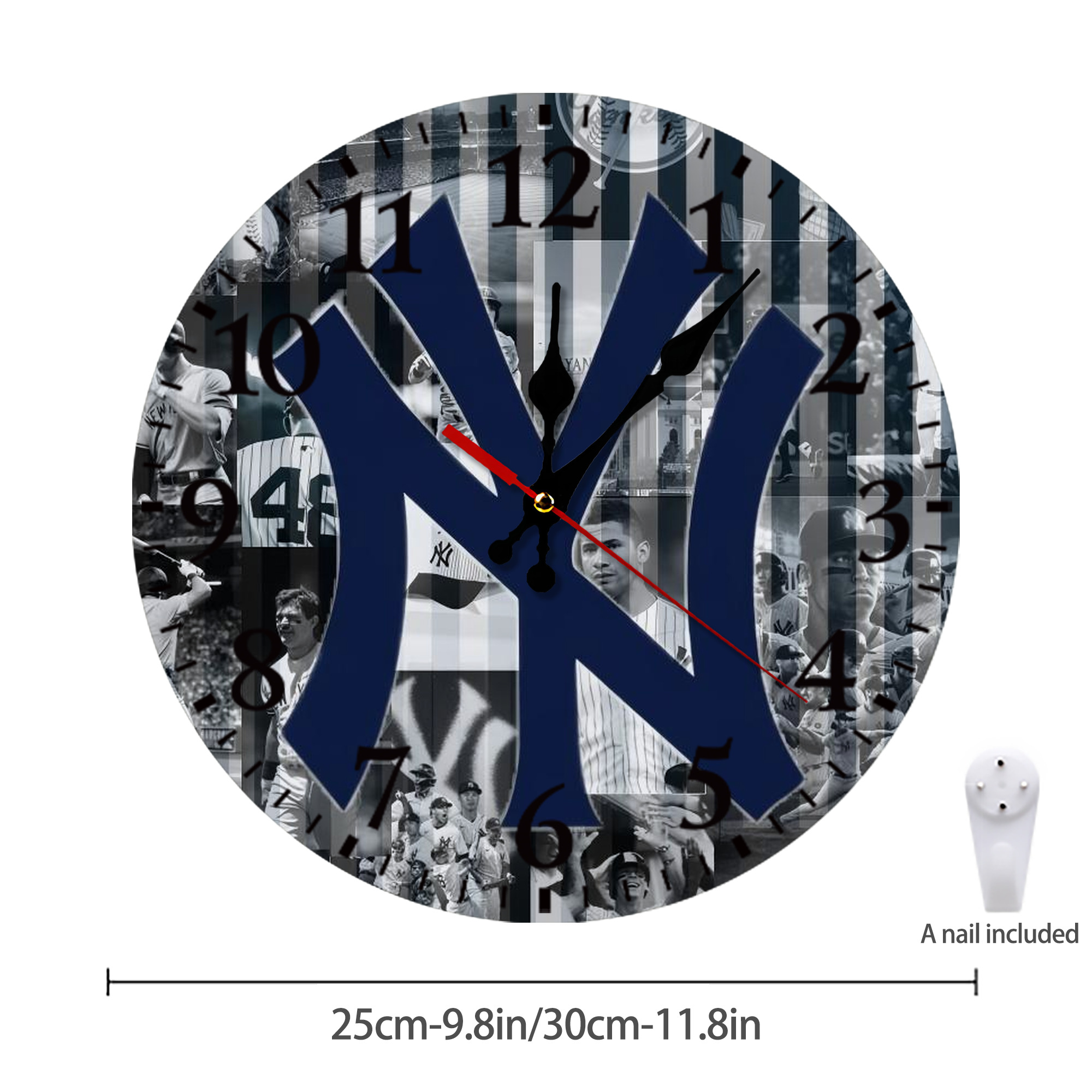 New York Yankees 135 Silent Round Wall Clock – Modern & Stylish DIY Design, Durable Wood Construction, Easy To Install – Perfect For Office, Bedroom, Living Room, And More