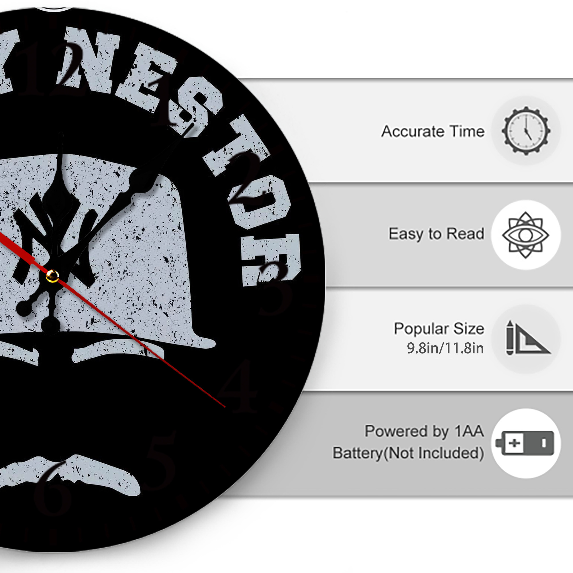 New York Yankees 152 Silent Round Wall Clock – Modern & Stylish DIY Design, Durable Wood Construction, Easy To Install – Perfect For Office, Bedroom, Living Room, And More