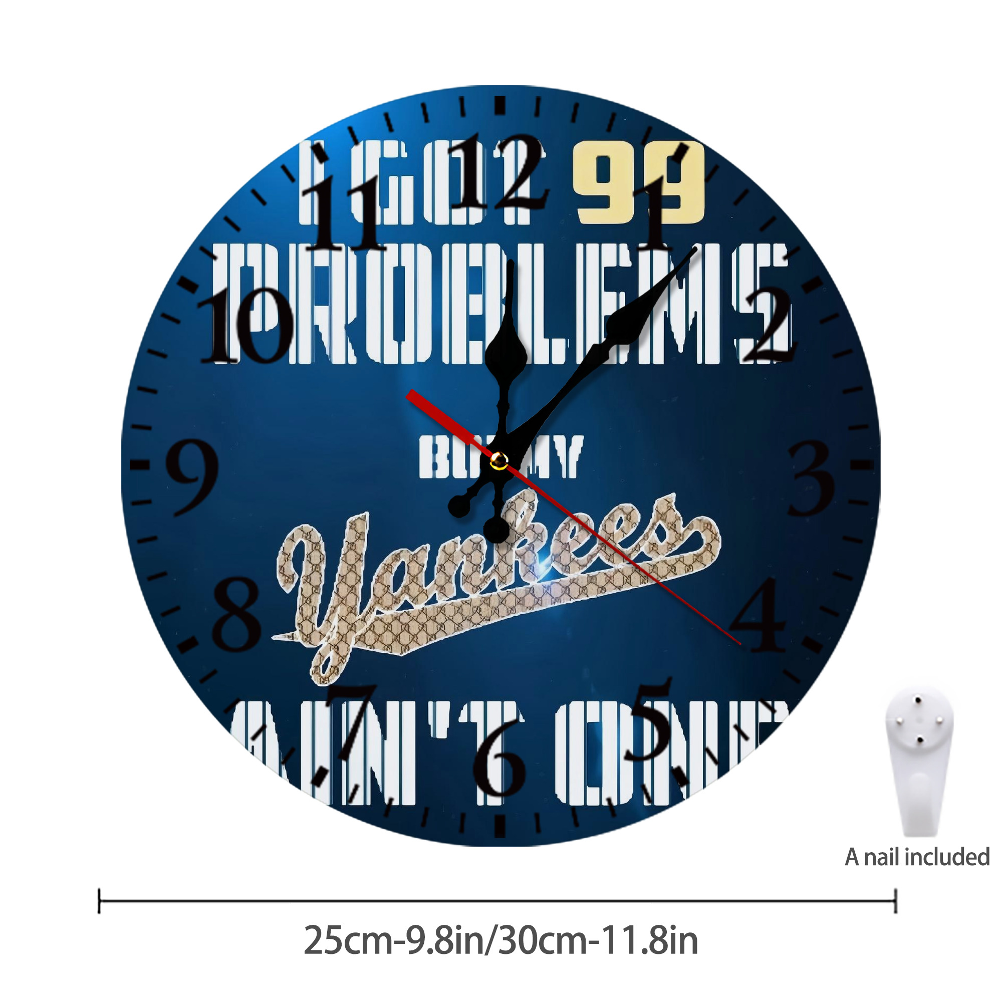 New York Yankees 140 Silent Round Wall Clock – Modern & Stylish DIY Design, Durable Wood Construction, Easy To Install – Perfect For Office, Bedroom, Living Room, And More