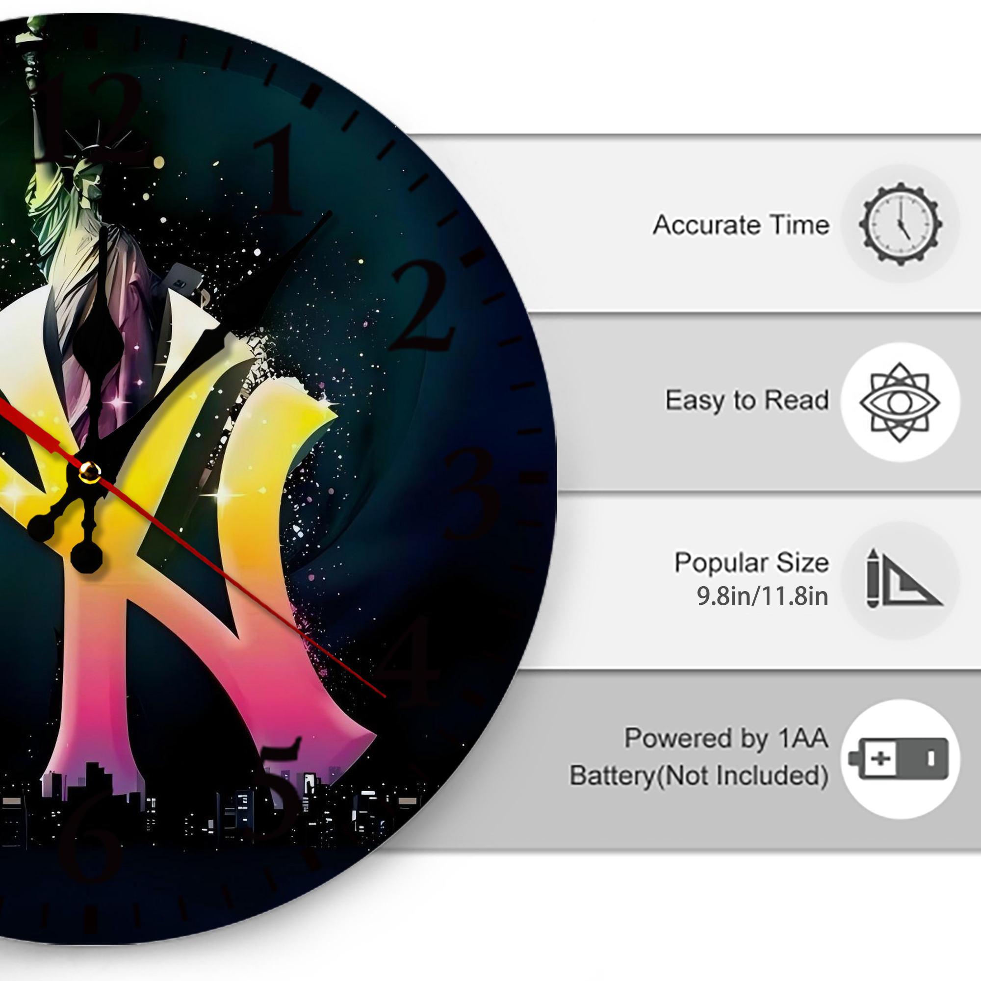 New York Yankees 149 Silent Round Wall Clock – Modern & Stylish DIY Design, Durable Wood Construction, Easy To Install – Perfect For Office, Bedroom, Living Room, And More