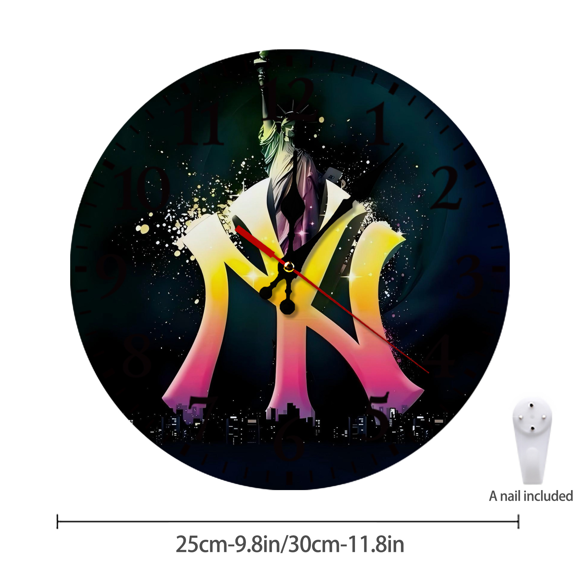 New York Yankees 149 Silent Round Wall Clock – Modern & Stylish DIY Design, Durable Wood Construction, Easy To Install – Perfect For Office, Bedroom, Living Room, And More