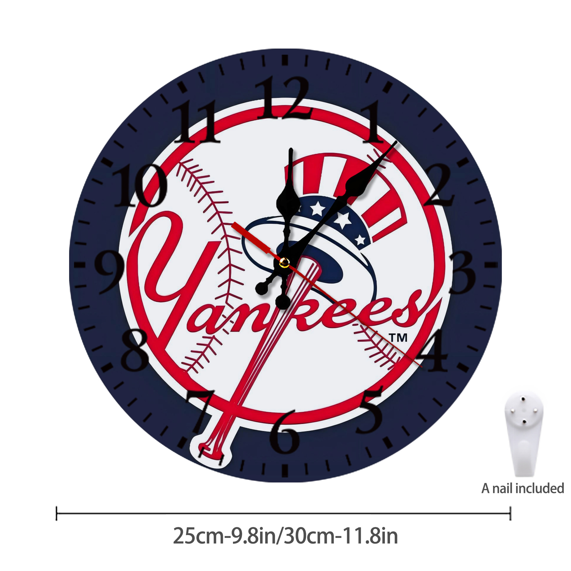 New York Yankees 157 Silent Round Wall Clock – Modern & Stylish DIY Design, Durable Wood Construction, Easy To Install – Perfect For Office, Bedroom, Living Room, And More