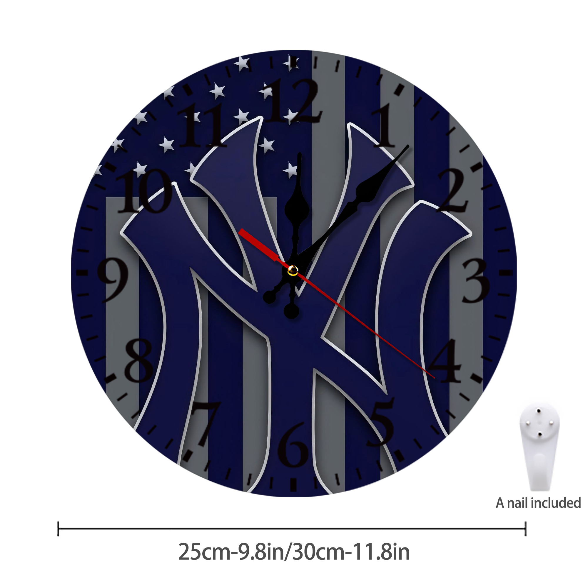 New York Yankees 162 Silent Round Wall Clock – Modern & Stylish DIY Design, Durable Wood Construction, Easy To Install – Perfect For Office, Bedroom, Living Room, And More