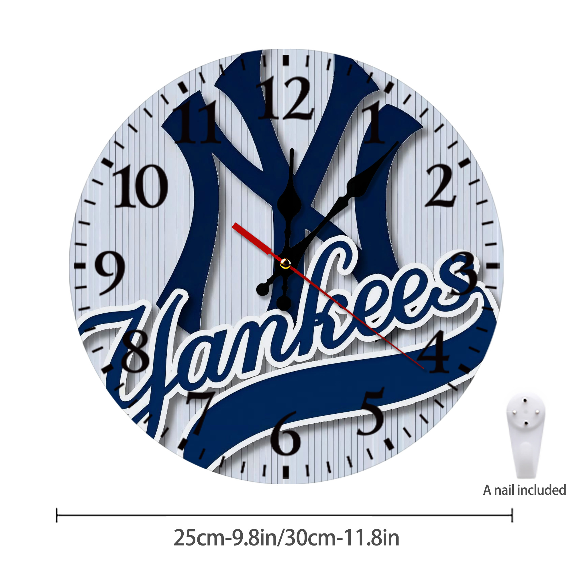New York Yankees 151 Silent Round Wall Clock – Modern & Stylish DIY Design, Durable Wood Construction, Easy To Install – Perfect For Office, Bedroom, Living Room, And More