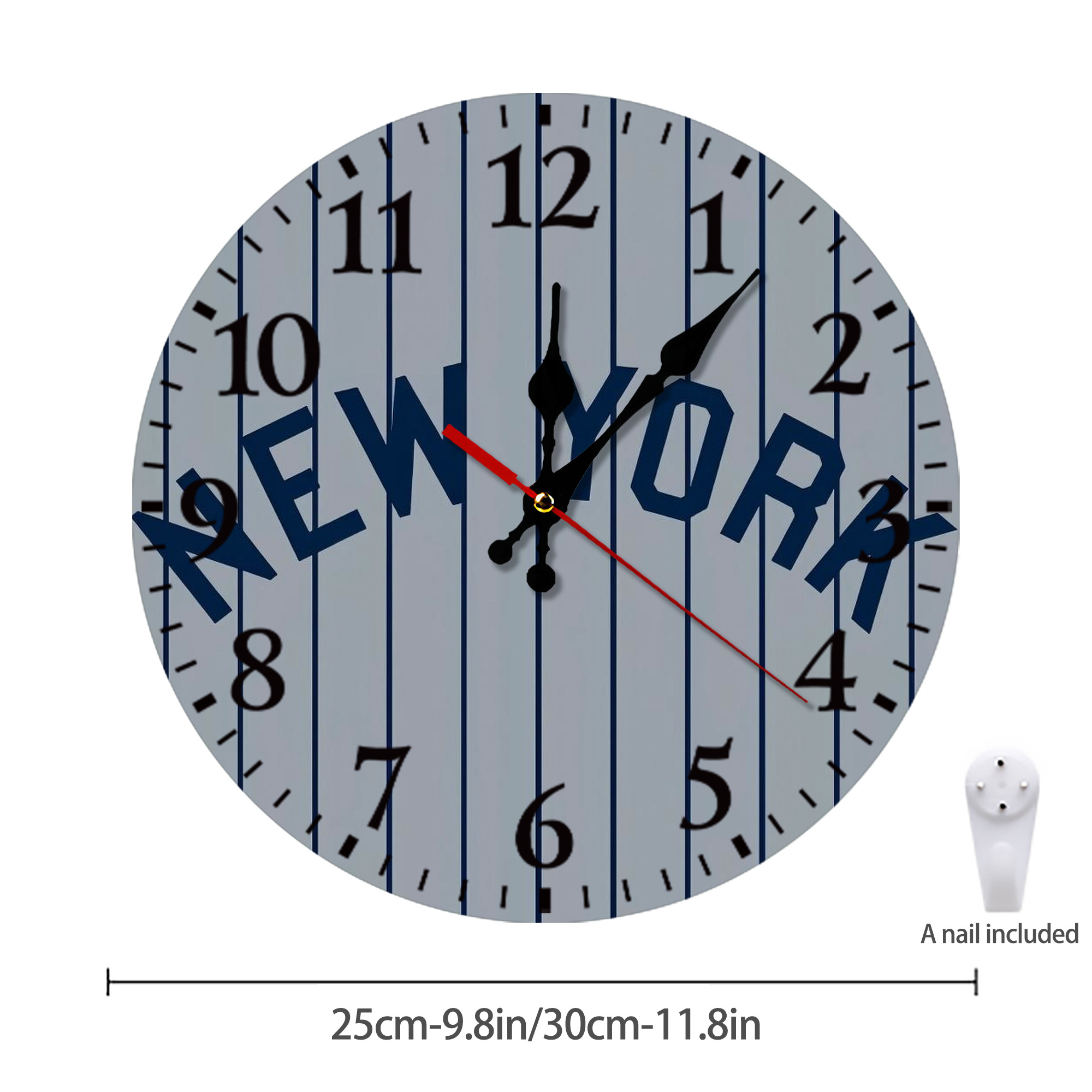 New York Yankees 159 Silent Round Wall Clock – Modern & Stylish DIY Design, Durable Wood Construction, Easy To Install – Perfect For Office, Bedroom, Living Room, And More