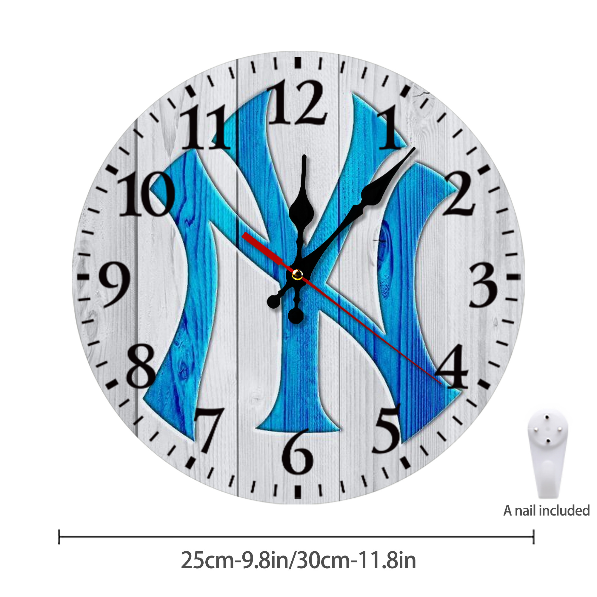 New York Yankees 156 Silent Round Wall Clock – Modern & Stylish DIY Design, Durable Wood Construction, Easy To Install – Perfect For Office, Bedroom, Living Room, And More