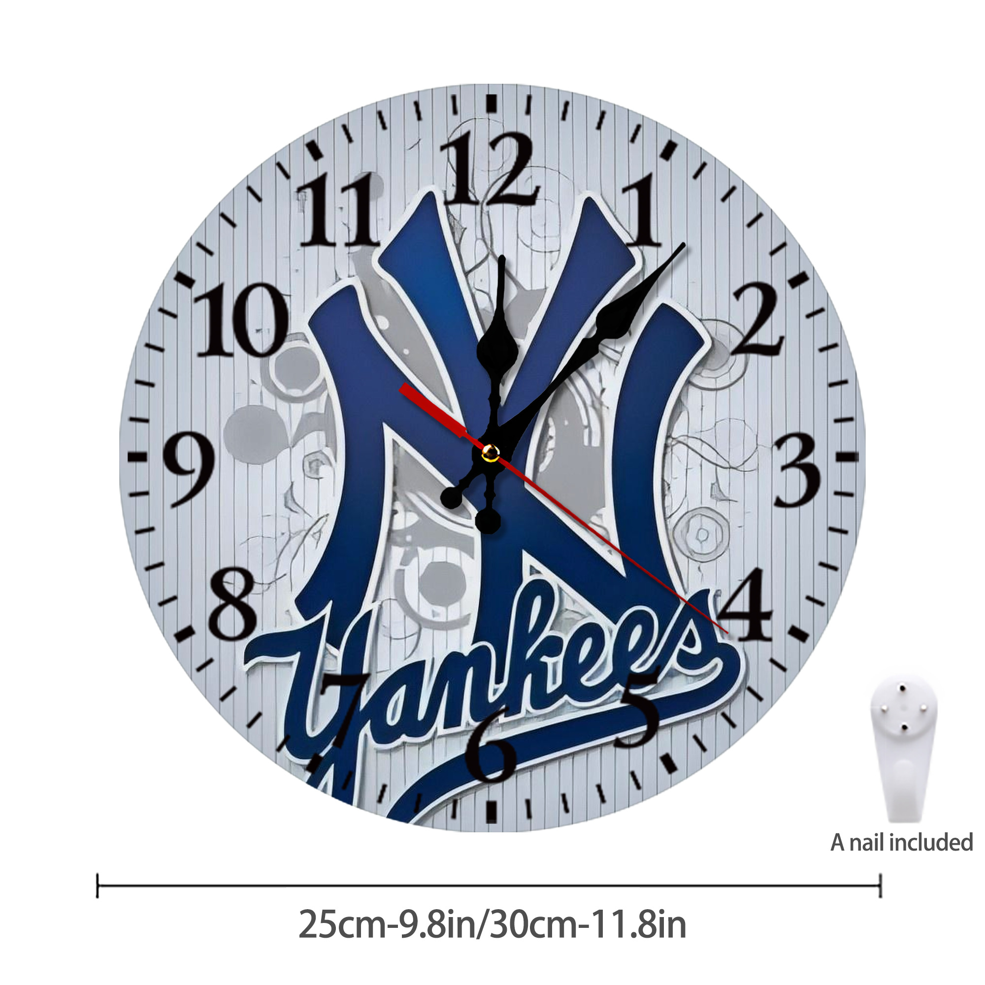 New York Yankees 181 Silent Round Wall Clock – Modern & Stylish DIY Design, Durable Wood Construction, Easy To Install – Perfect For Office, Bedroom, Living Room, And More