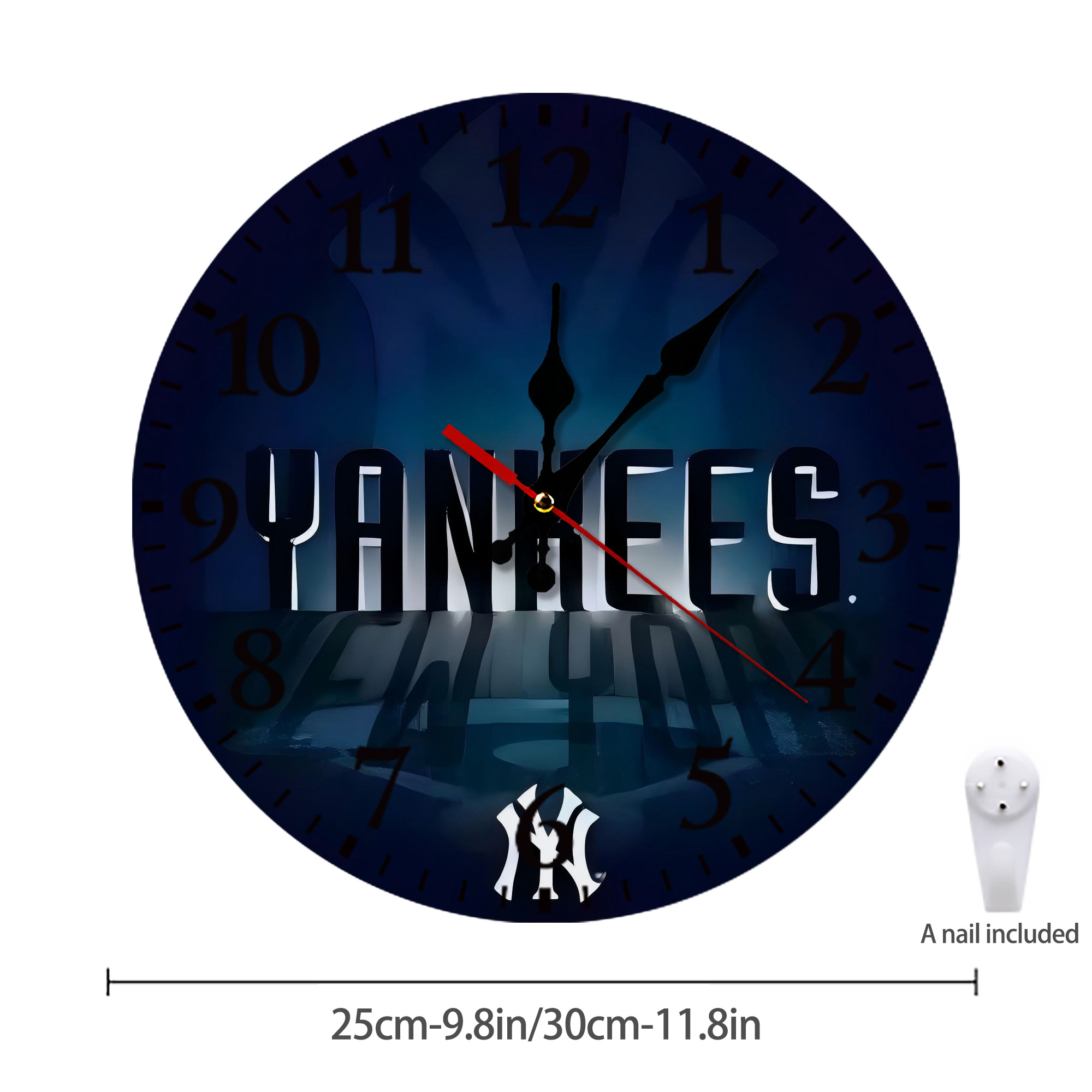 New York Yankees 160 Silent Round Wall Clock – Modern & Stylish DIY Design, Durable Wood Construction, Easy To Install – Perfect For Office, Bedroom, Living Room, And More