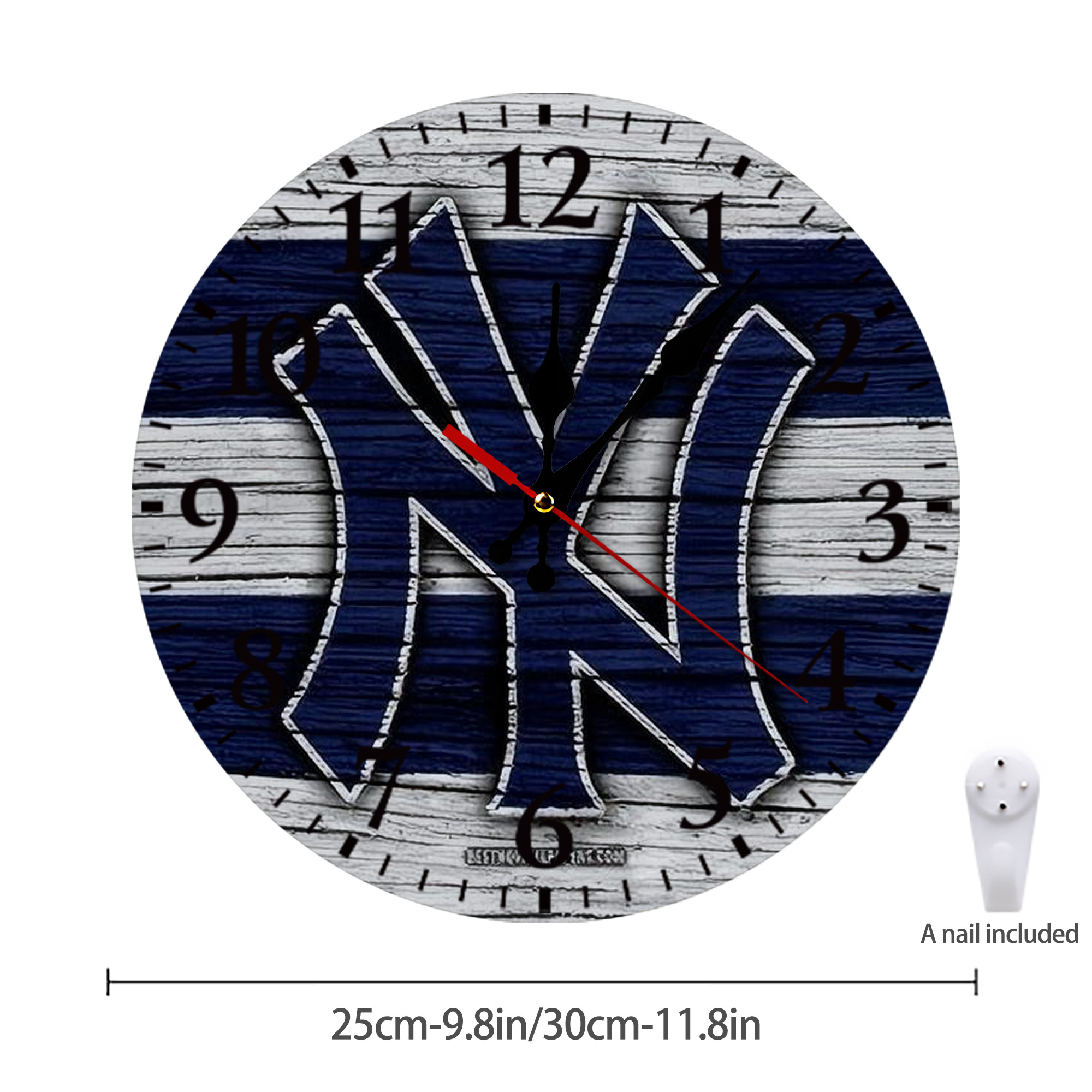 New York Yankees 187 Silent Round Wall Clock – Modern & Stylish DIY Design, Durable Wood Construction, Easy To Install – Perfect For Office, Bedroom, Living Room, And More