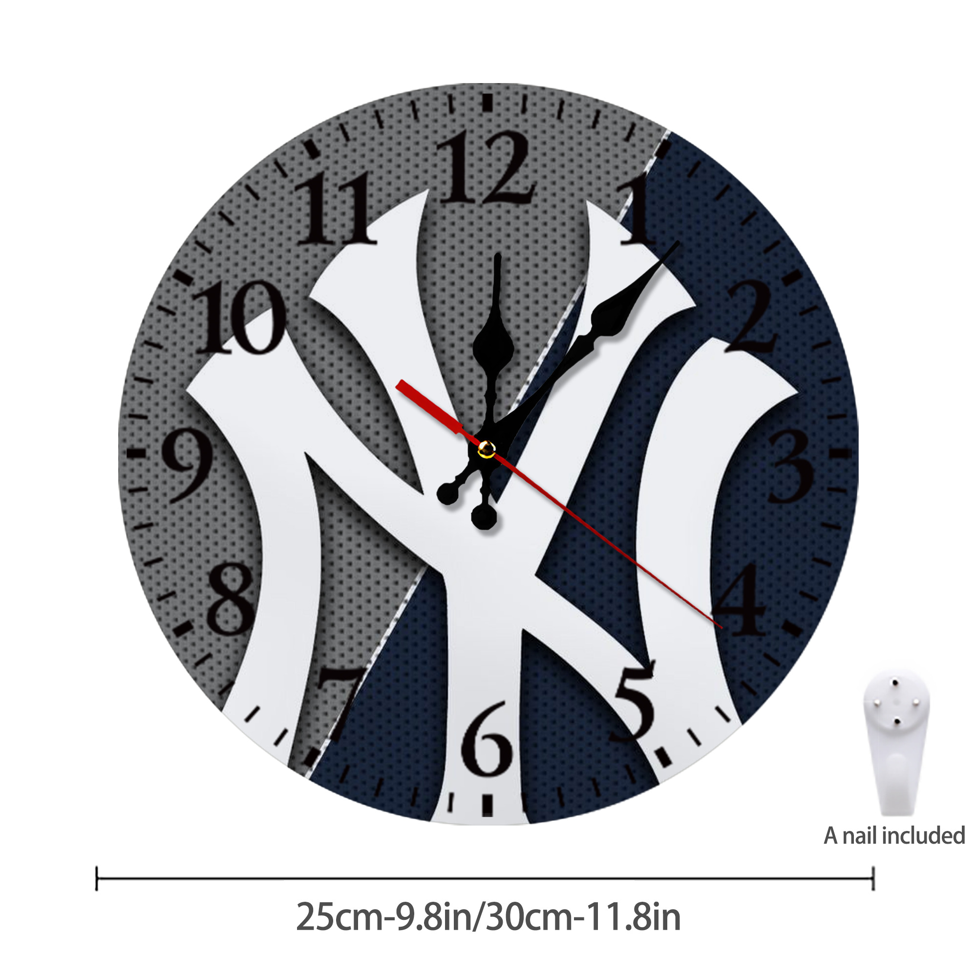 New York Yankees 177 Silent Round Wall Clock – Modern & Stylish DIY Design, Durable Wood Construction, Easy To Install – Perfect For Office, Bedroom, Living Room, And More
