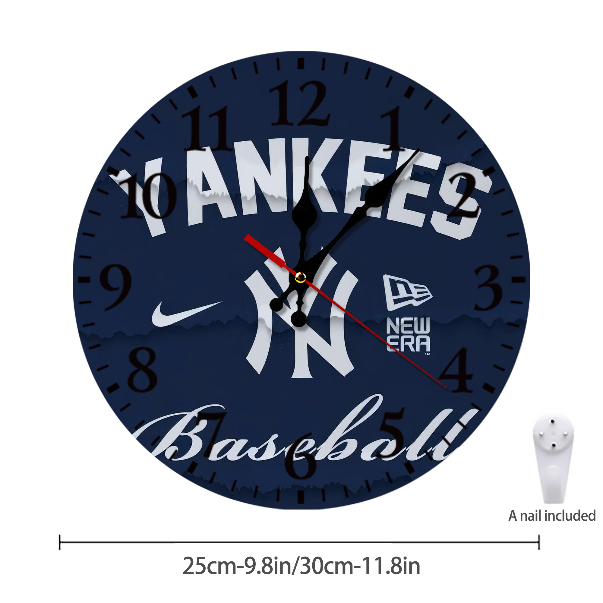 New York Yankees 167 Silent Round Wall Clock – Modern & Stylish DIY Design, Durable Wood Construction, Easy To Install – Perfect For Office, Bedroom, Living Room, And More