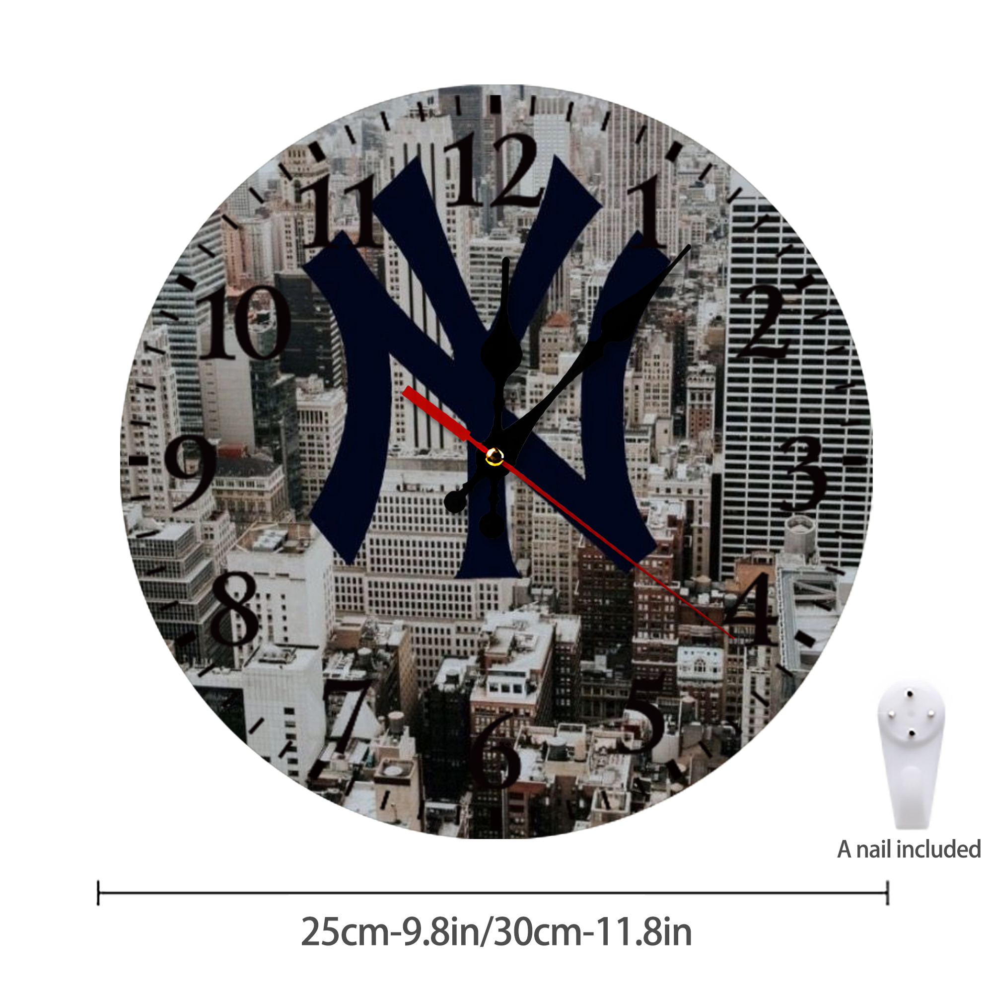 New York Yankees 171 Silent Round Wall Clock – Modern & Stylish DIY Design, Durable Wood Construction, Easy To Install – Perfect For Office, Bedroom, Living Room, And More