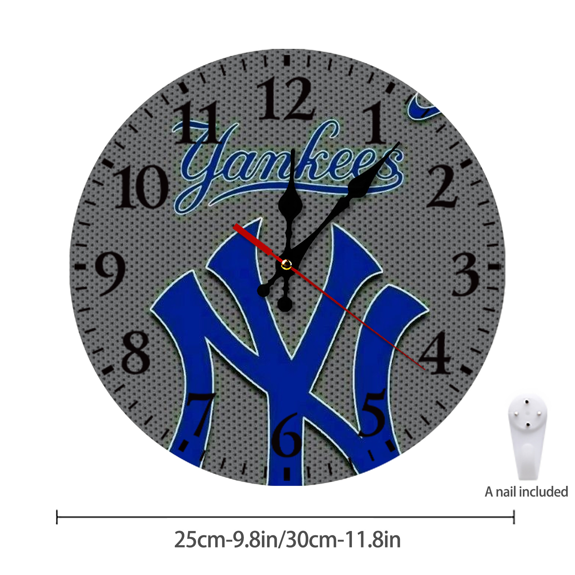 New York Yankees 180 Silent Round Wall Clock – Modern & Stylish DIY Design, Durable Wood Construction, Easy To Install – Perfect For Office, Bedroom, Living Room, And More