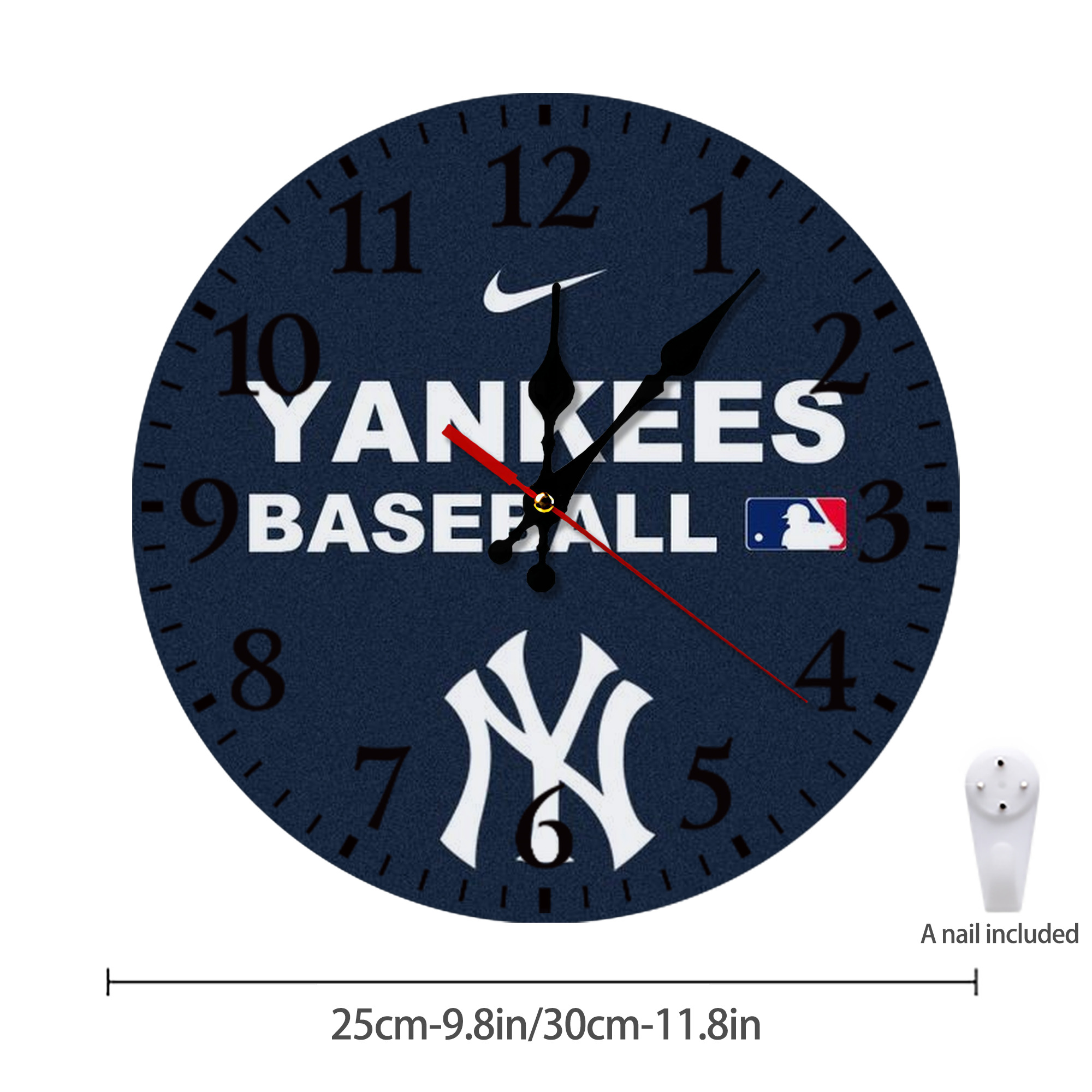 New York Yankees 214 Silent Round Wall Clock – Modern & Stylish DIY Design, Durable Wood Construction, Easy To Install – Perfect For Office, Bedroom, Living Room, And More