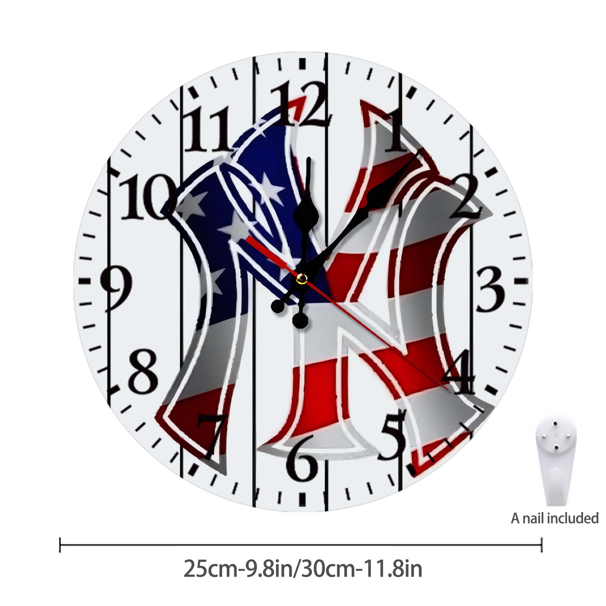 New York Yankees 195 Silent Round Wall Clock – Modern & Stylish DIY Design, Durable Wood Construction, Easy To Install – Perfect For Office, Bedroom, Living Room, And More