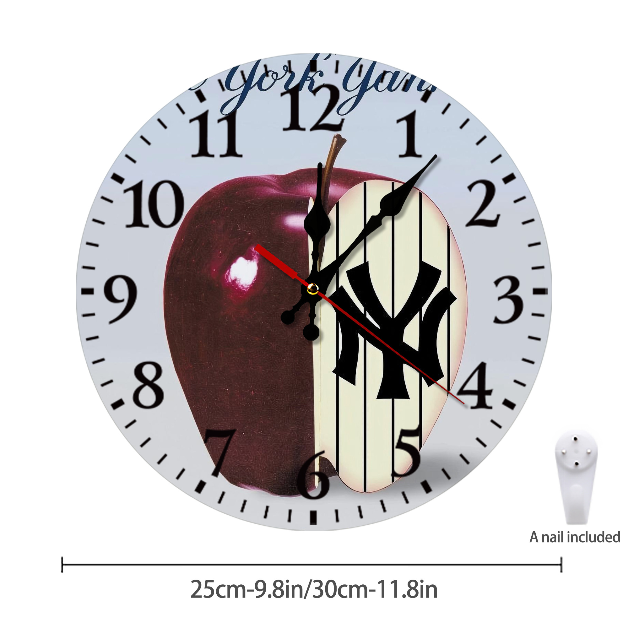 New York Yankees 202 Silent Round Wall Clock – Modern & Stylish DIY Design, Durable Wood Construction, Easy To Install – Perfect For Office, Bedroom, Living Room, And More