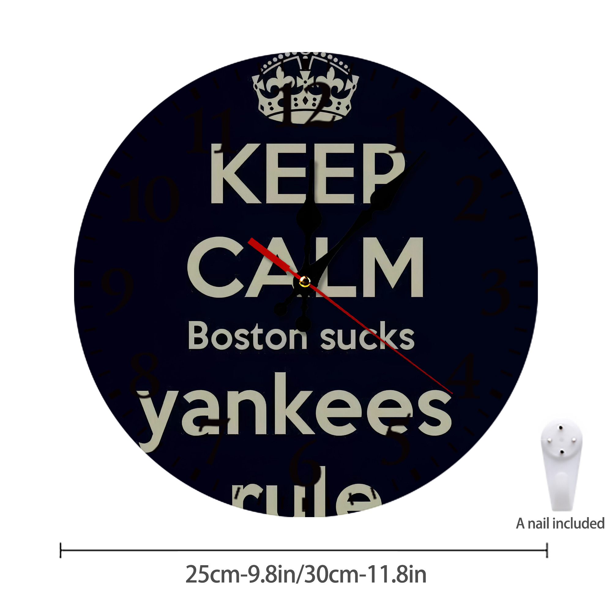 New York Yankees 226 Silent Round Wall Clock – Modern & Stylish DIY Design, Durable Wood Construction, Easy To Install – Perfect For Office, Bedroom, Living Room, And More